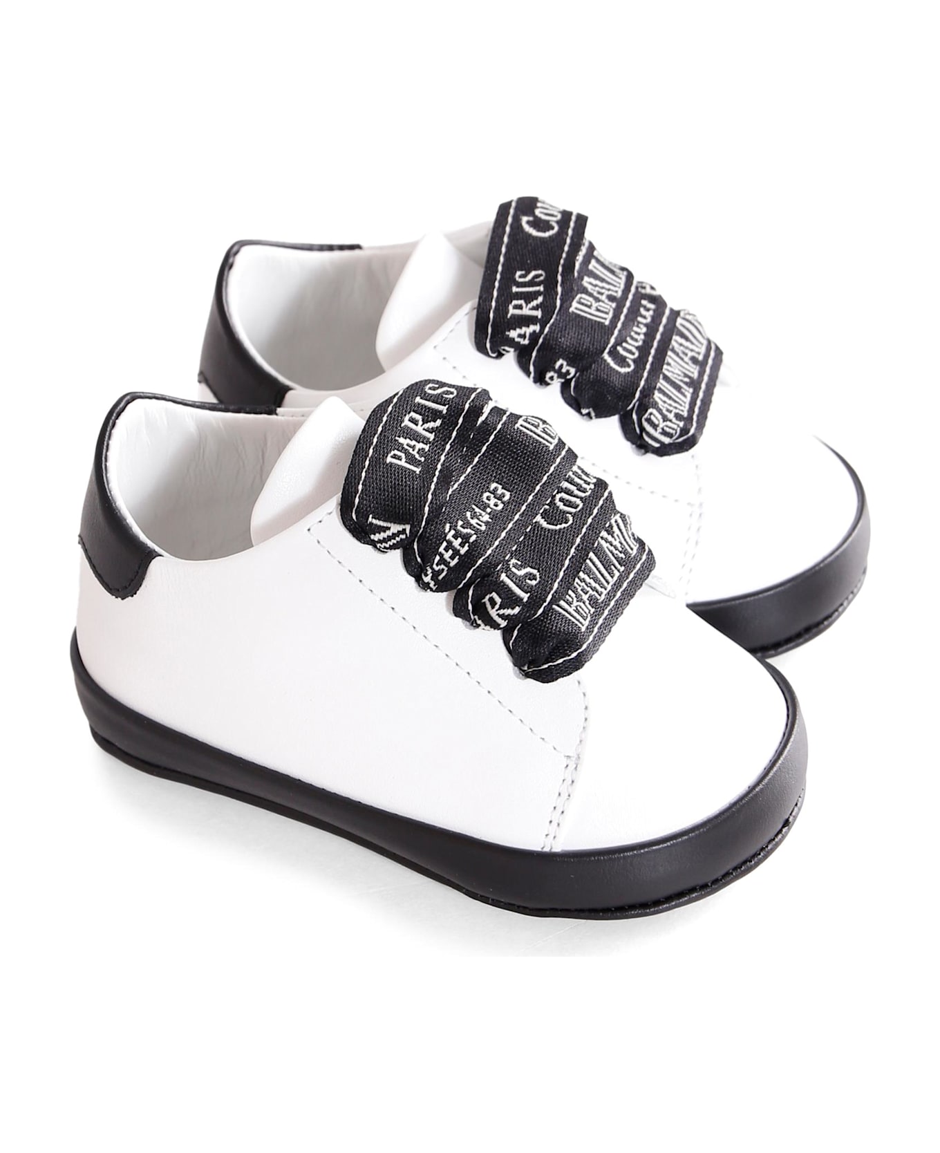 Balmain White Sneakers For Babykids Wirth Logo - White