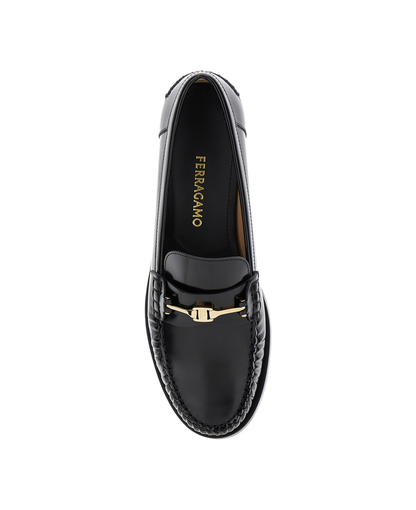 Ferragamo 
harry
 Slip-on Loafer With Chain Detail In Leather Woman - Nero