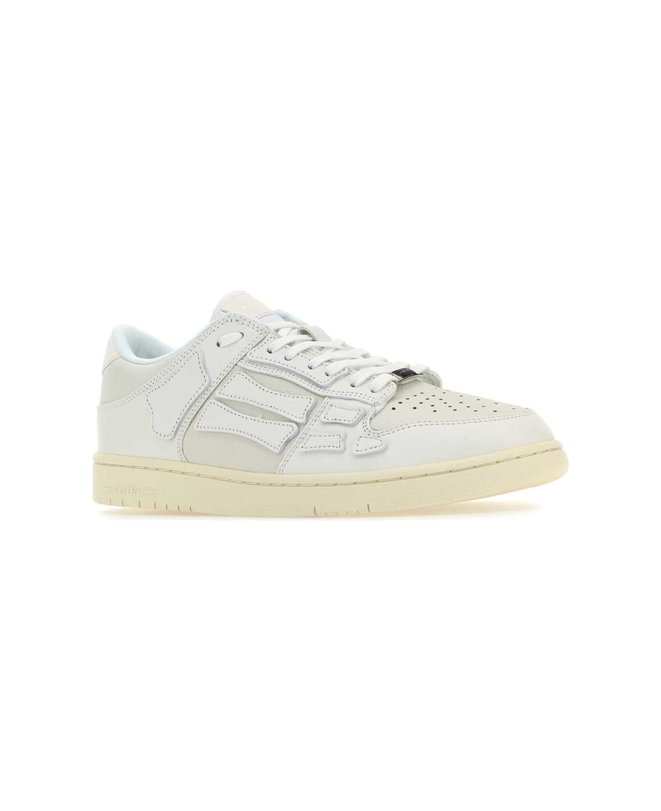 AMIRI White Leather Skel Sneakers - WHITEWHITE