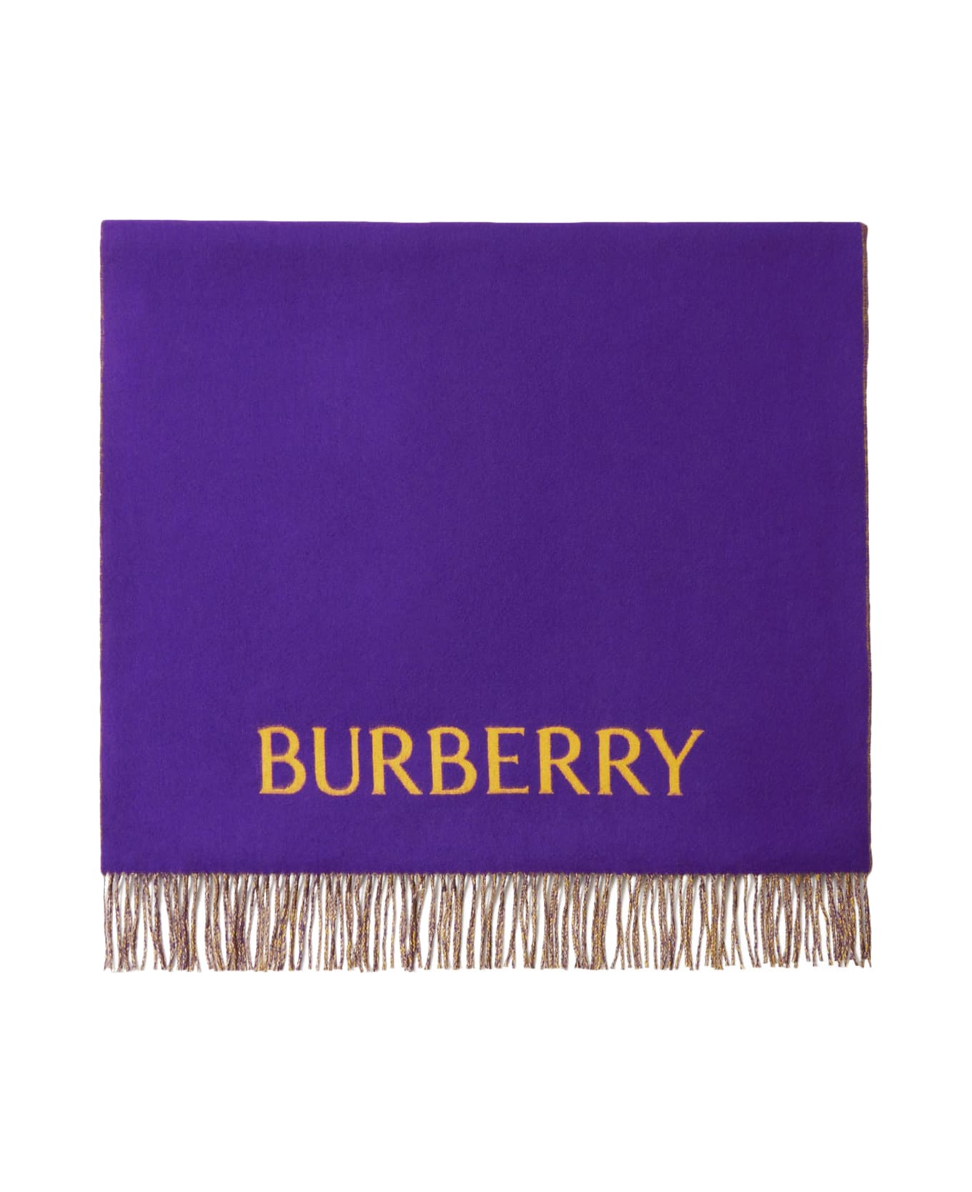 Burberry Logo Embroidered Fringed-edge Scarf - Royal Pear