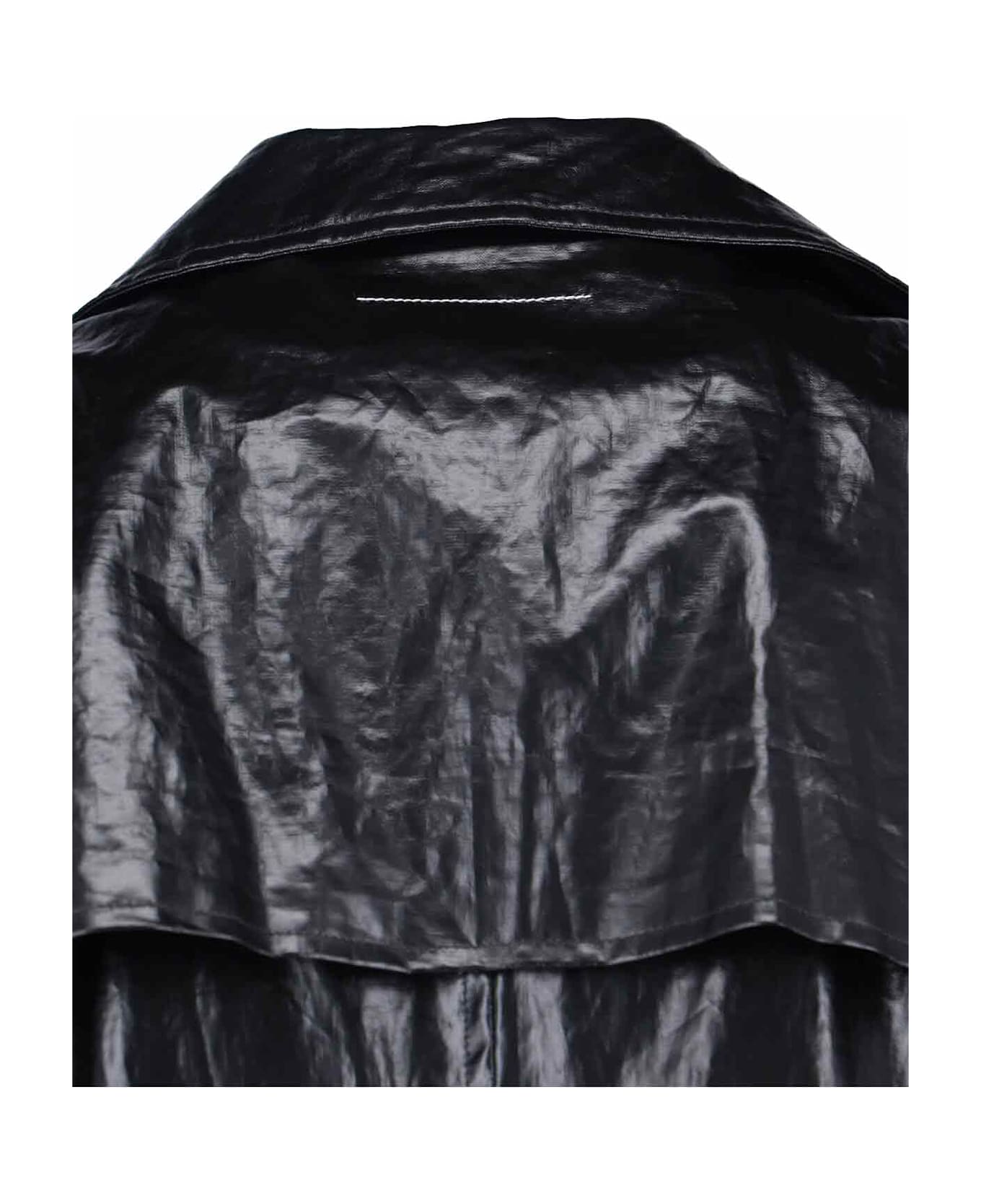 MM6 Maison Margiela Double-breasted Faux Leather Coat - Black  