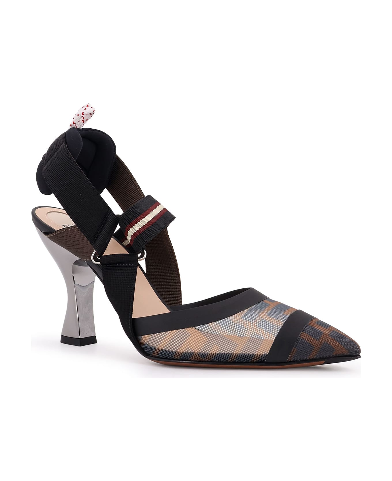 Fendi Colibrì Technical Mesh Slingback With Ff Motif - TAB.M+N.BD.CR+NE MIL