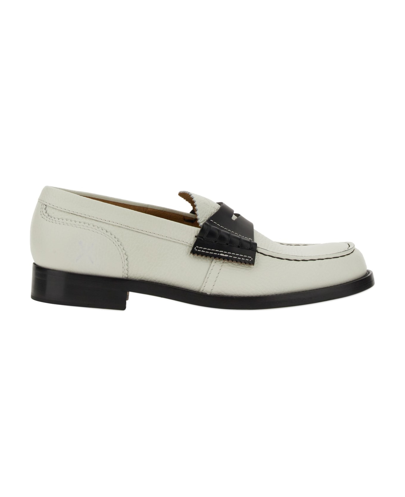 College Leather Loafer - BIANCO
