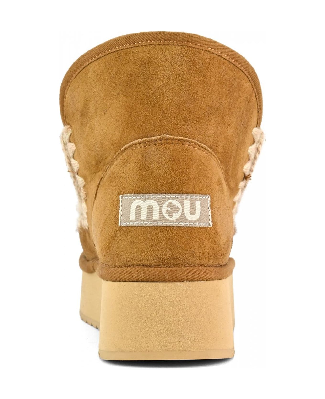 Mou Mini Eskimo Platform Boot In Cognac Suede - Leather Brown