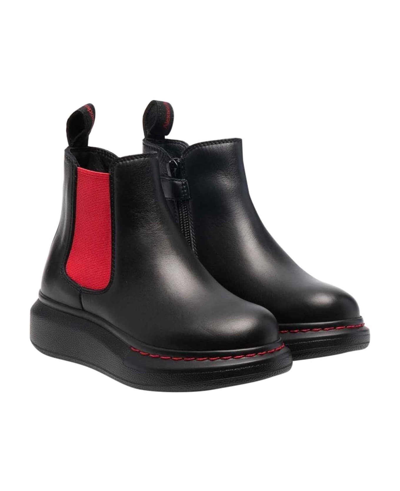 Alexander McQueen Kids Unisex Black Ankle Boots - Nero/rosso