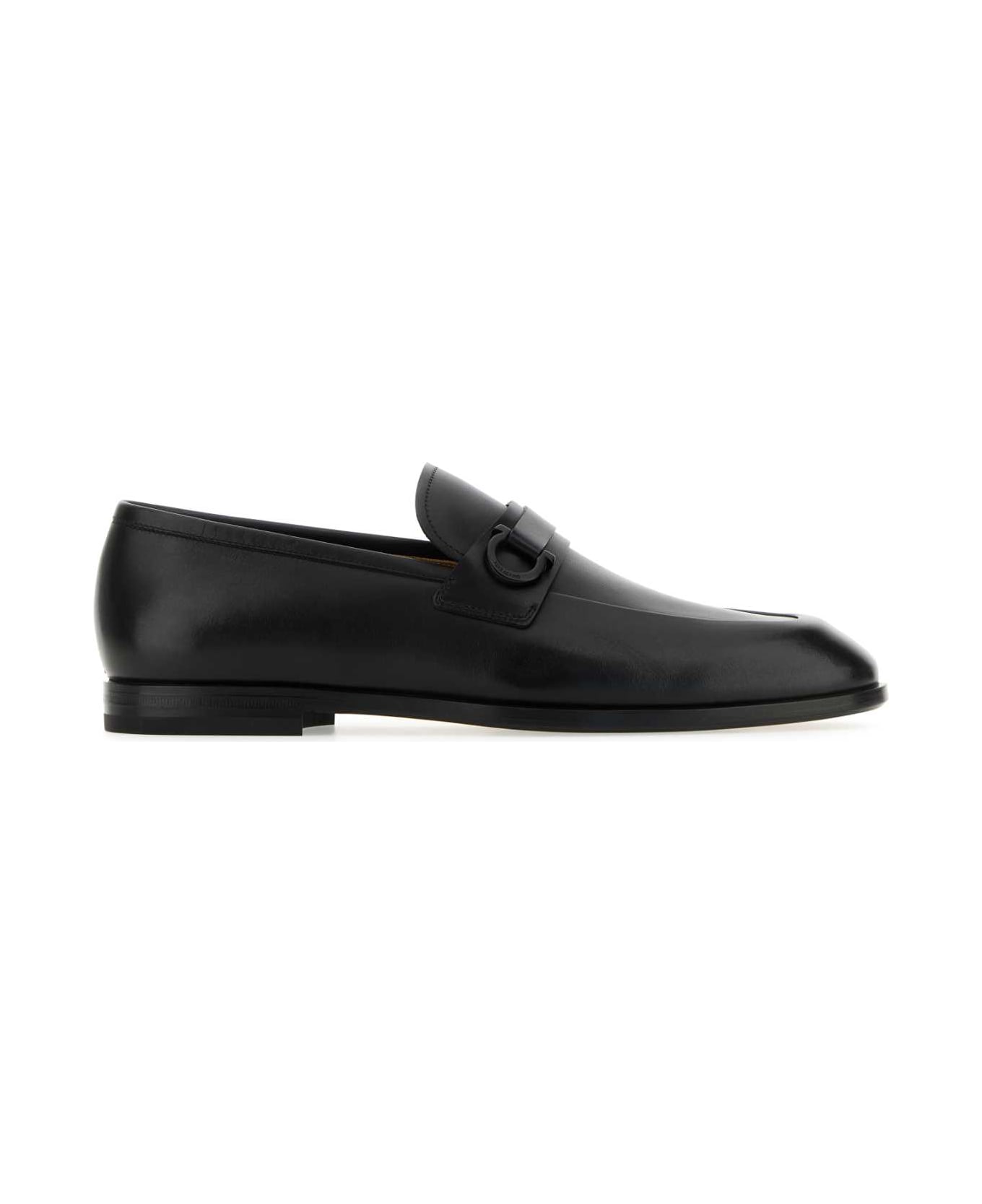 Ferragamo Black Leather Florio Loafers - NERNEWBIS