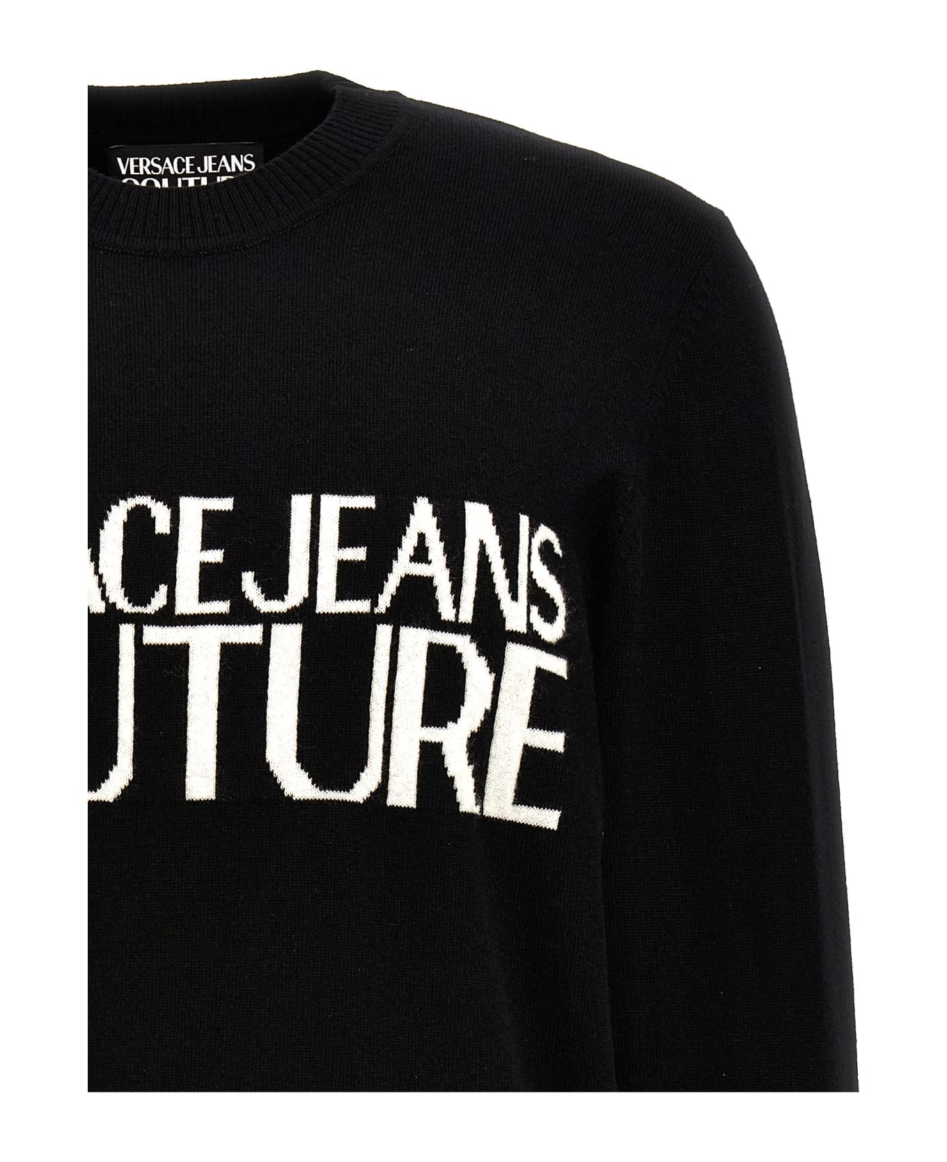 Versace Jeans Couture Logo Intarsia Sweater - White/Black