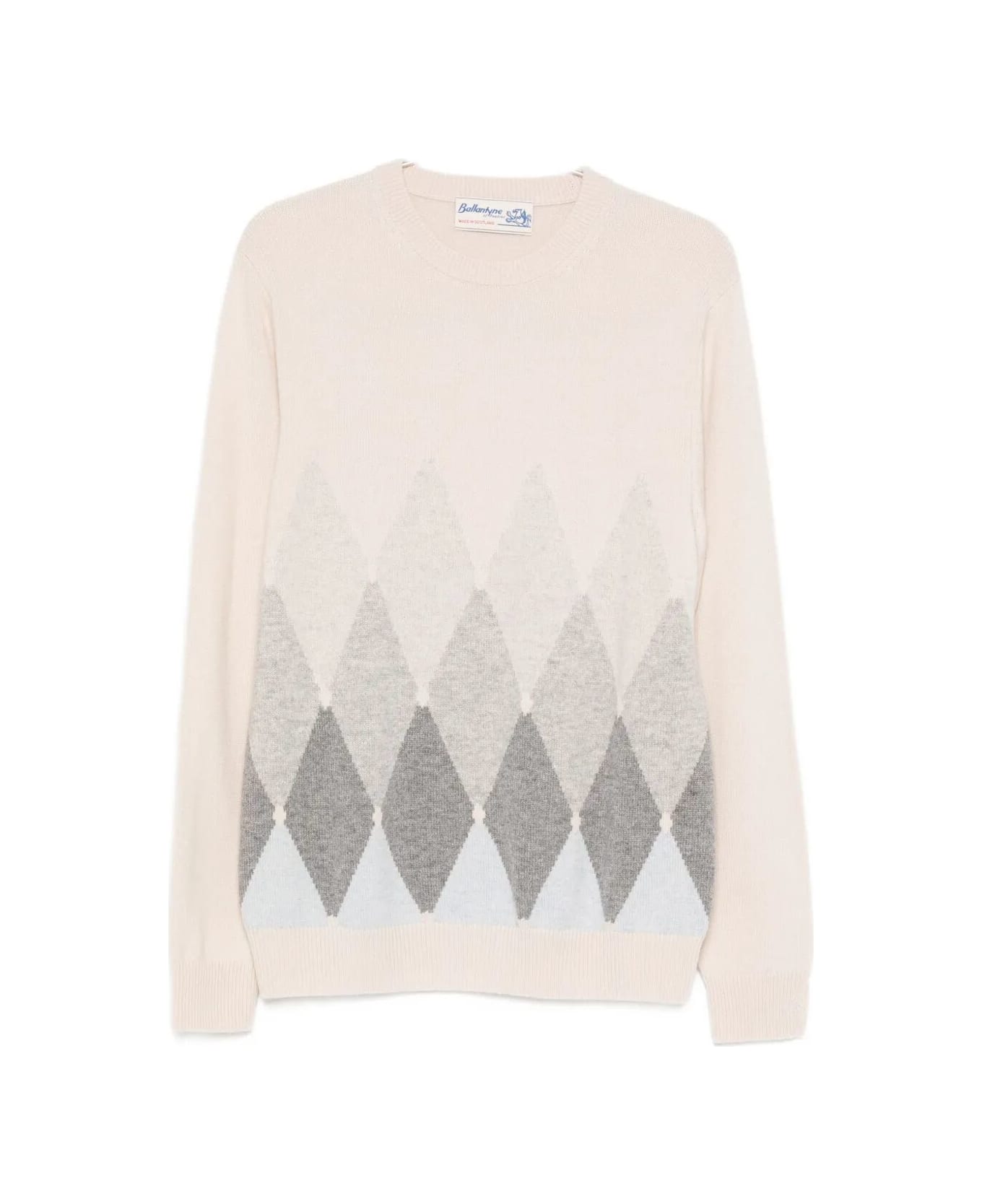 Ballantyne R Neck Pullover - White L. Blu Grey L. Grey L. Grey