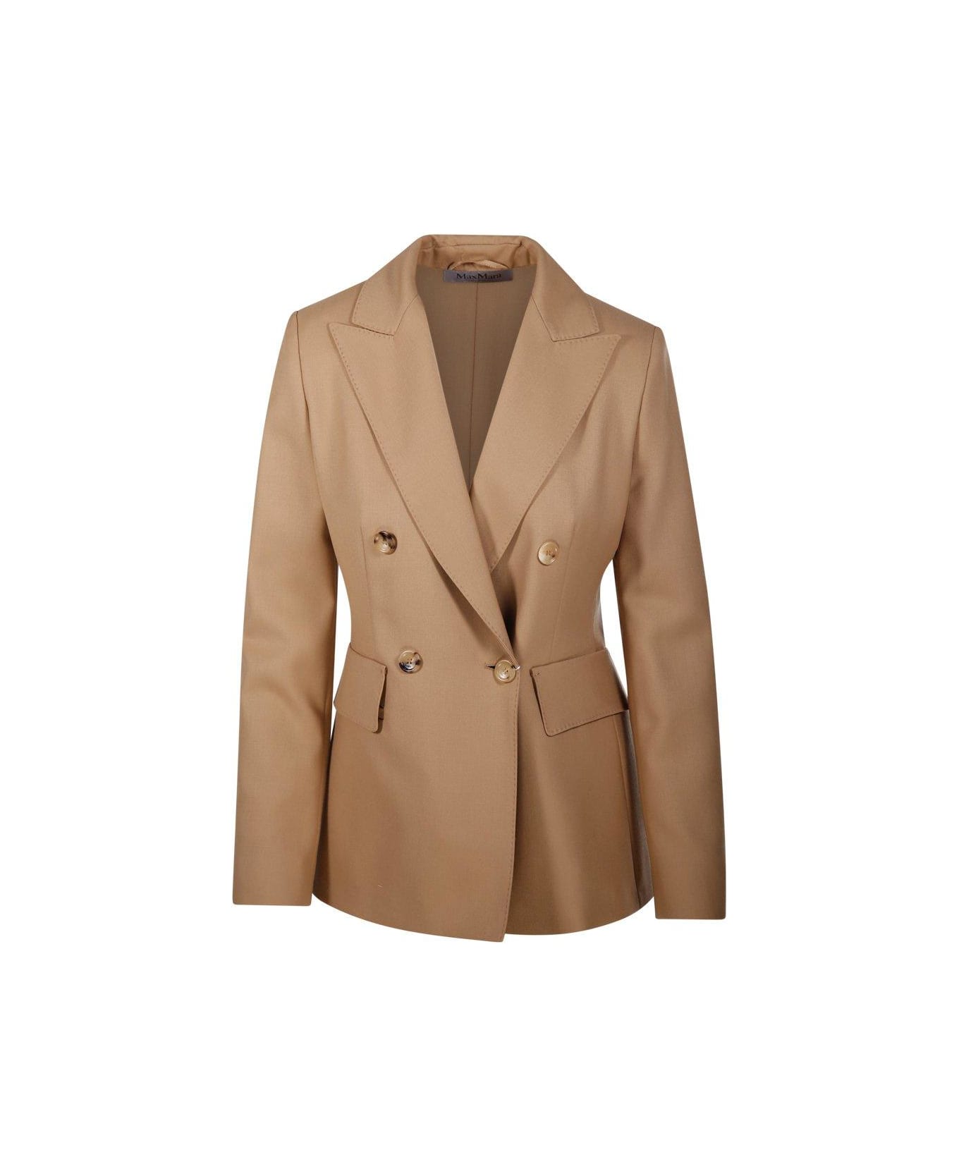 Max Mara Double-breasted Long-sleeved Jacket - Honey