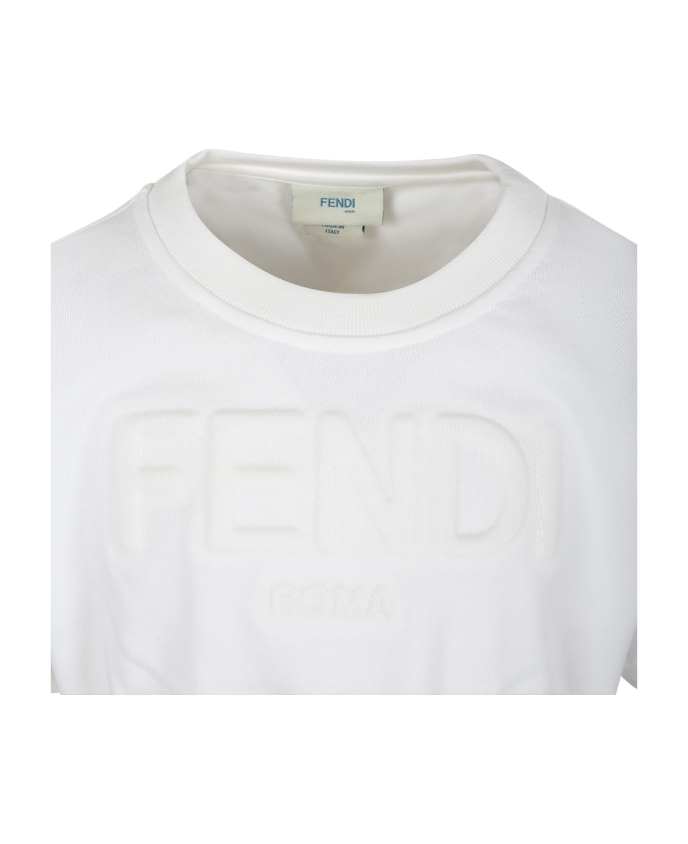 Fendi White Sweatshirt For Girl With Logo - White ニットウェア＆スウェットシャツ
