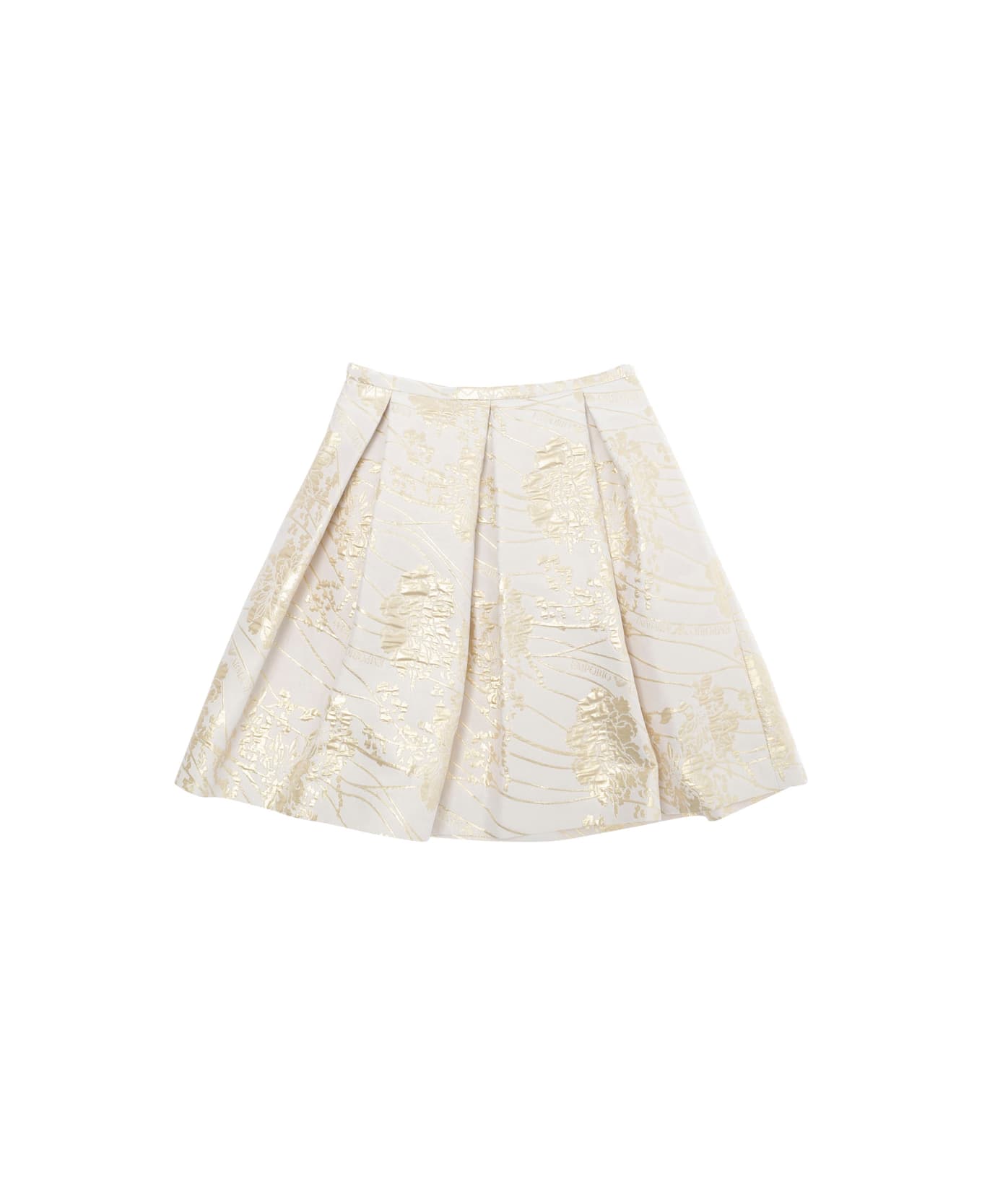Emporio Armani Multicolor Skirt With All-over Floral Motif And Pleated Details In Tech Fabric Girl - Multicolor