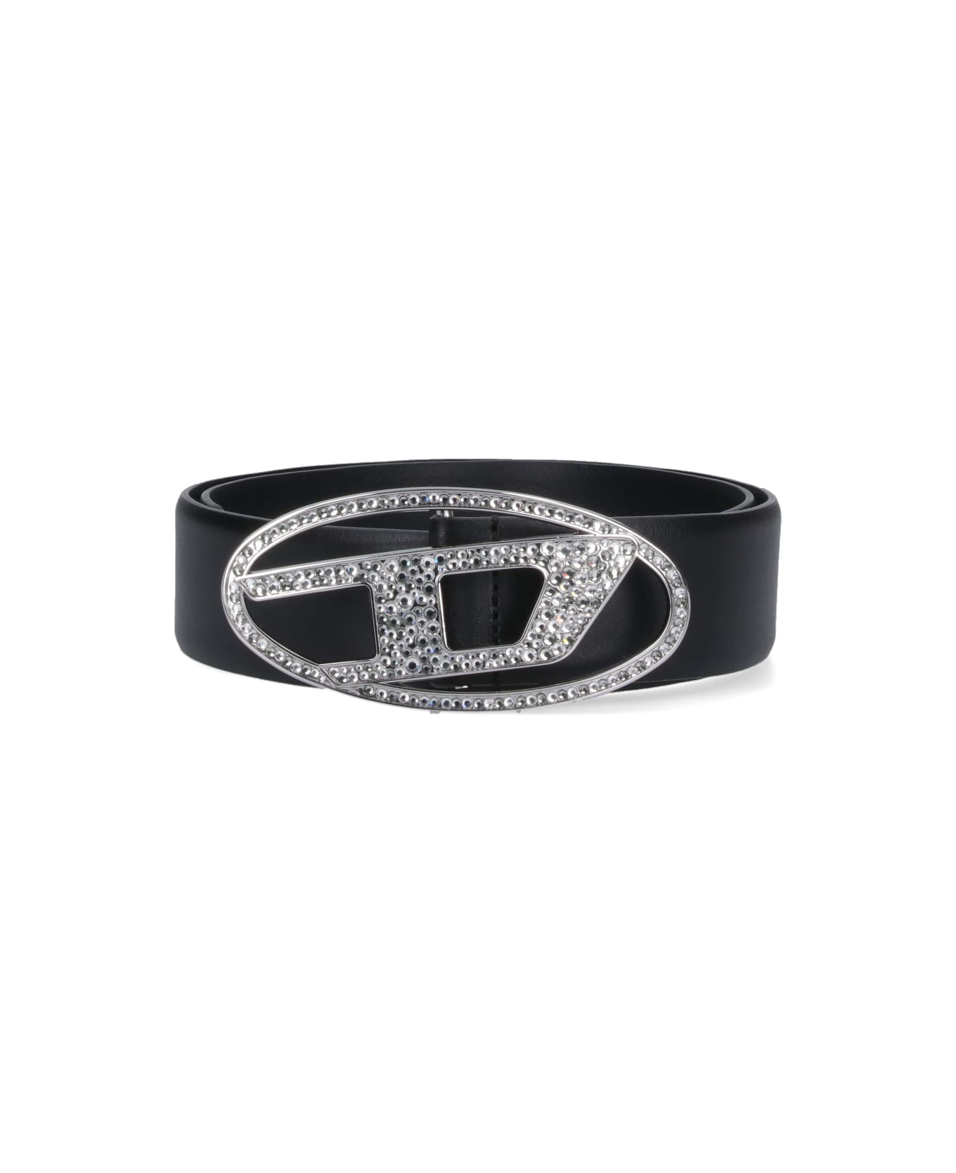 Diesel B-1dr Strass Leather Belt - black