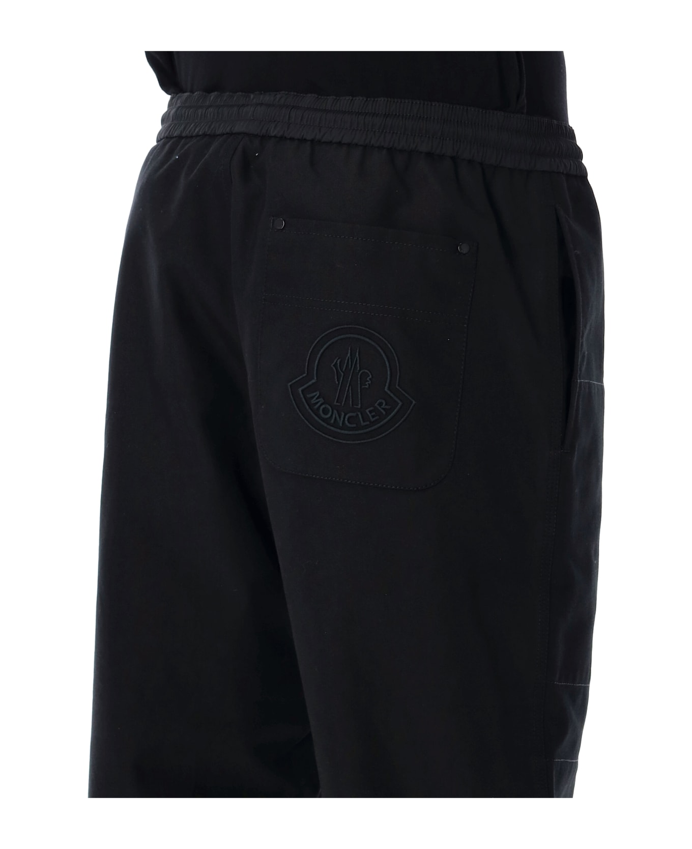 Moncler Embroidered Logo Jogging Trousers - BLACK