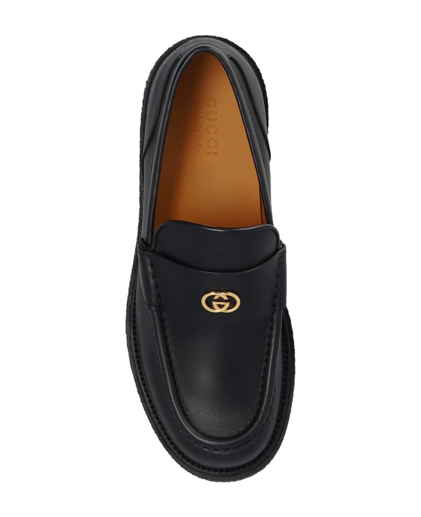 Gucci Logo Plaque Slip-on Loafers - Black ローファー＆デッキシューズ