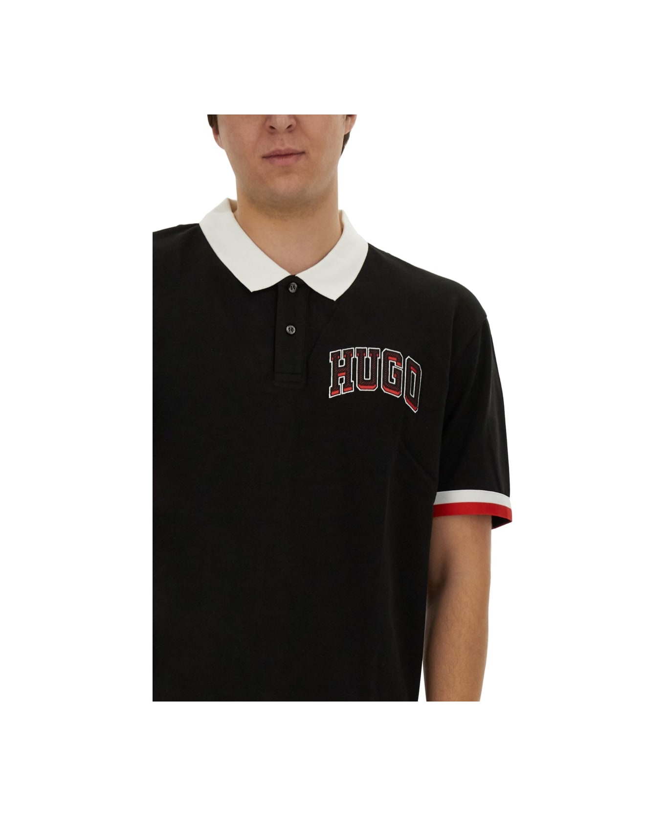 Hugo Boss Cotton Pique "dillet" Polo Shirt - BLACK