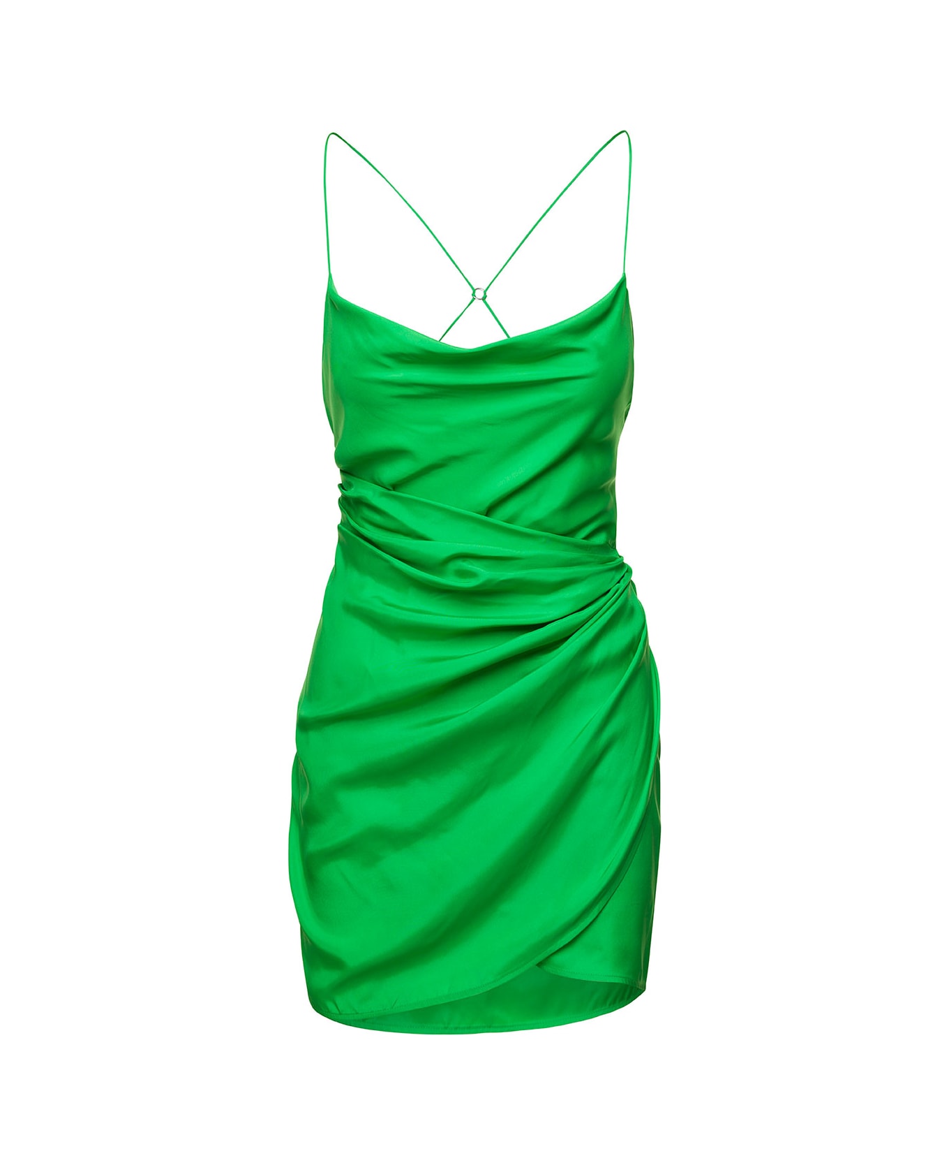 GAUGE81 'shiroi' Mini Green Dress With Draped Neckline In Silk Woman - Green