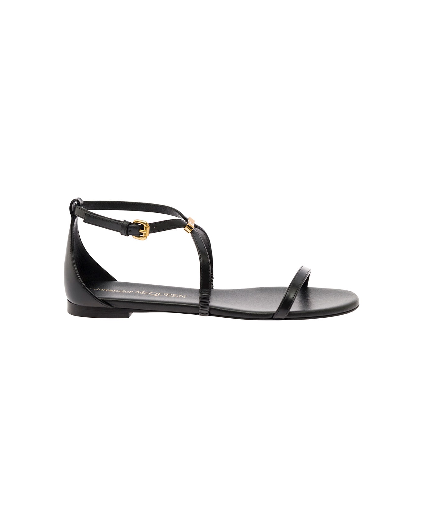 Alexander McQueen Flat Sandals - BLACK/GOLD