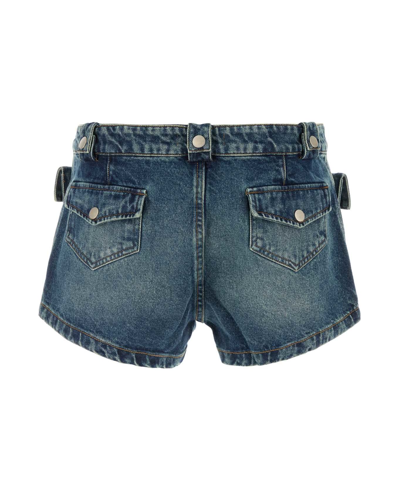 Gimaguas Stretch Denim Micro Shorts - BLUE