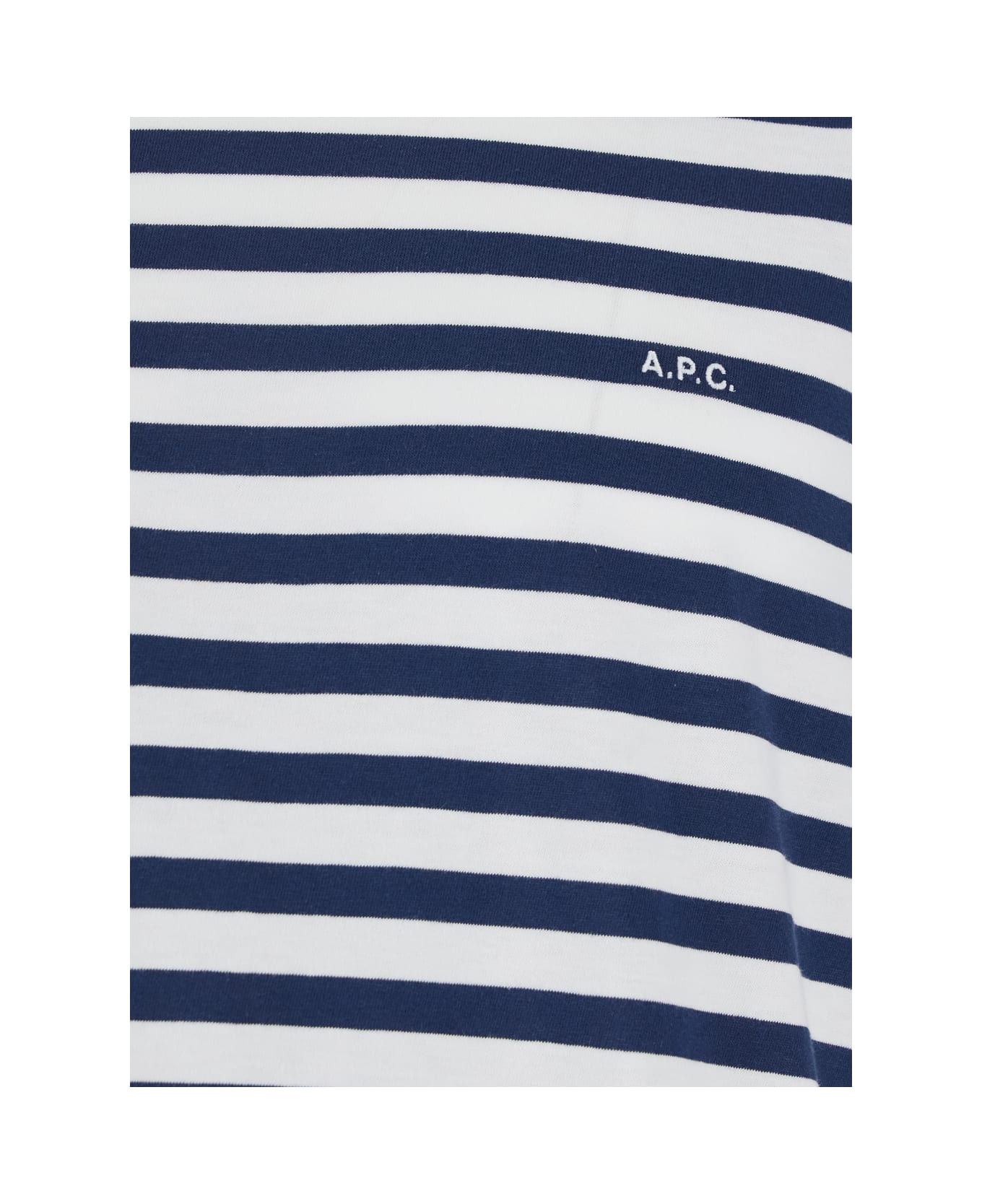 A.P.C. Blue T-shirt With Striped Motif And Logo Embroidered On The Front In Cotton Man - Blu
