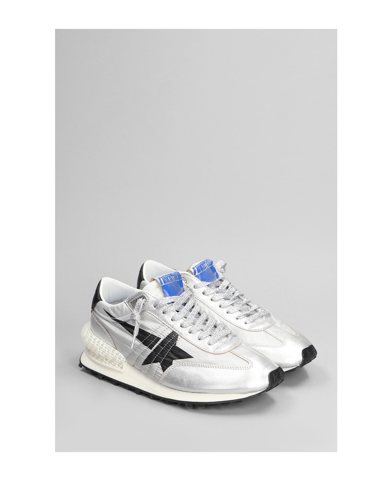 Golden Goose Running Marathon Sneakers In Silver Leather And Fabric - silver