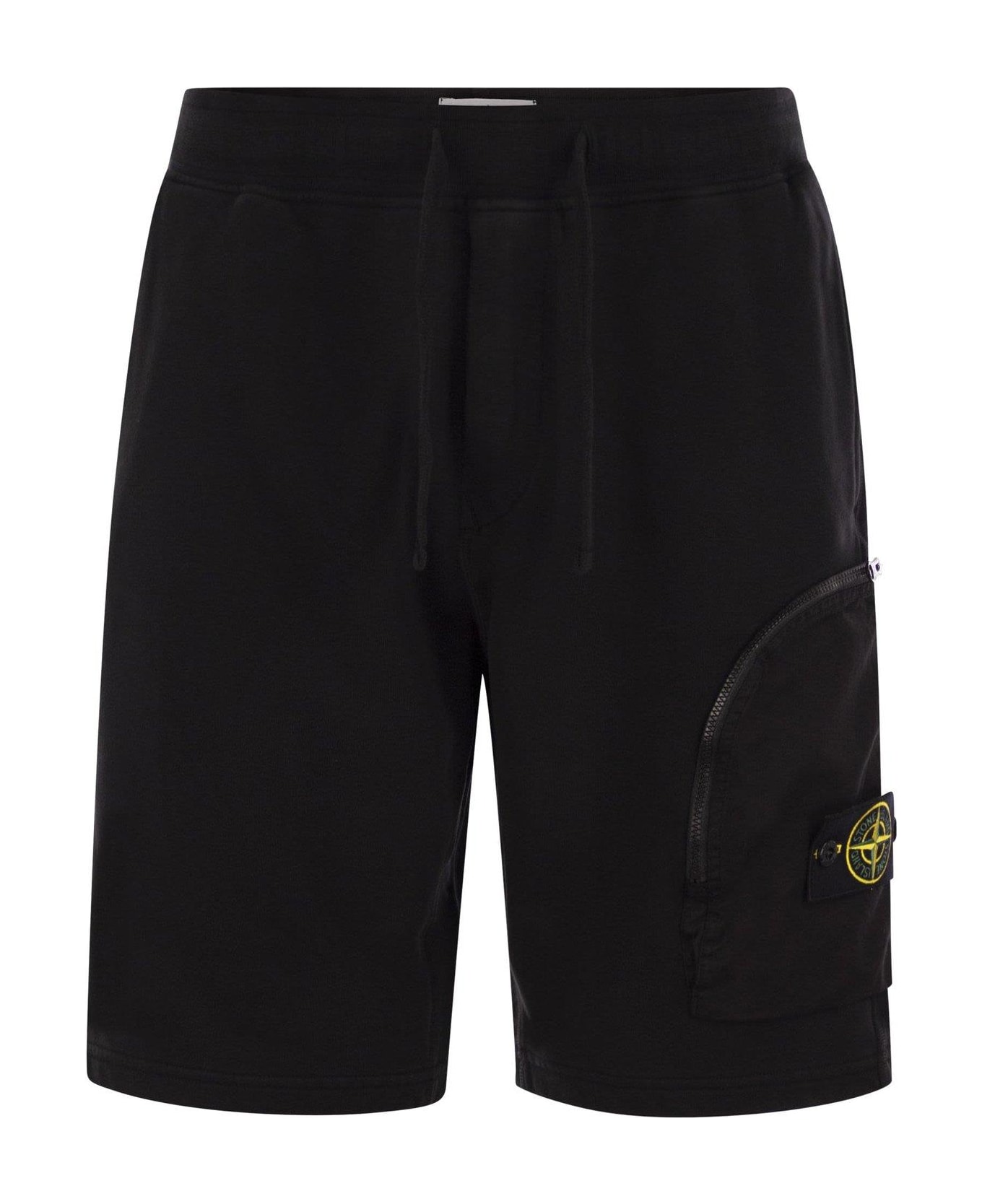 Stone Island Logo-patch Drawstring Shorts - Nero