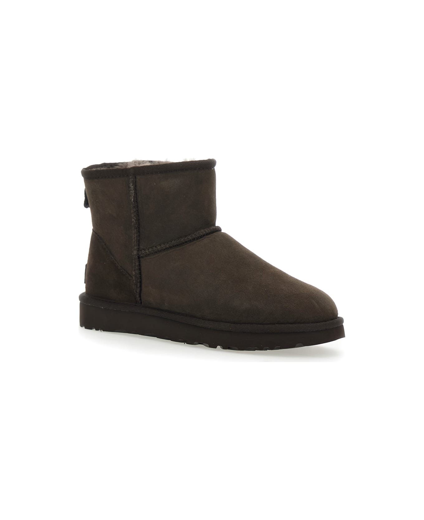 UGG 
classic Mini
 Brown Ankle Boots With Logo Patch On The Rear In Suede Woman - Brown