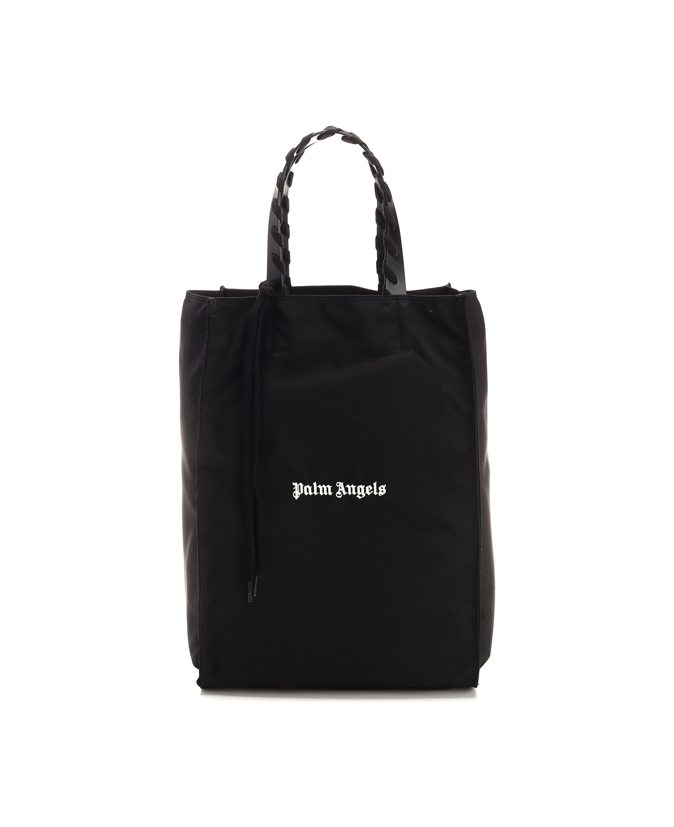 Palm Angels Logo Printed Lace-up Detailed Tote Bag - Black