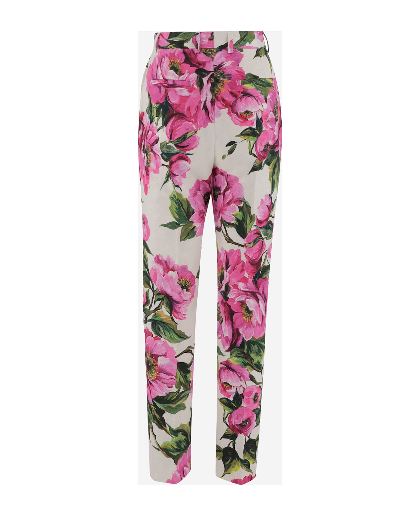 Dolce 
Gabbana Peony Print Stretch Cotton Pants - Red
