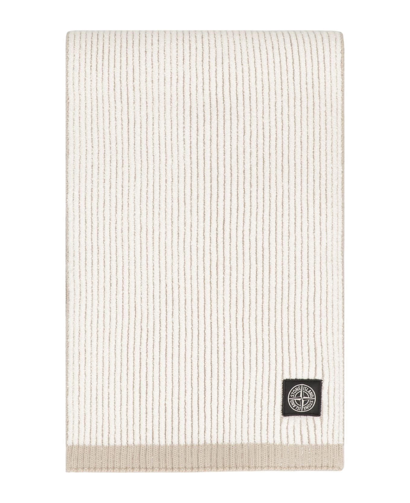 Stone Island Ribbed Wool Scarf - Ivory