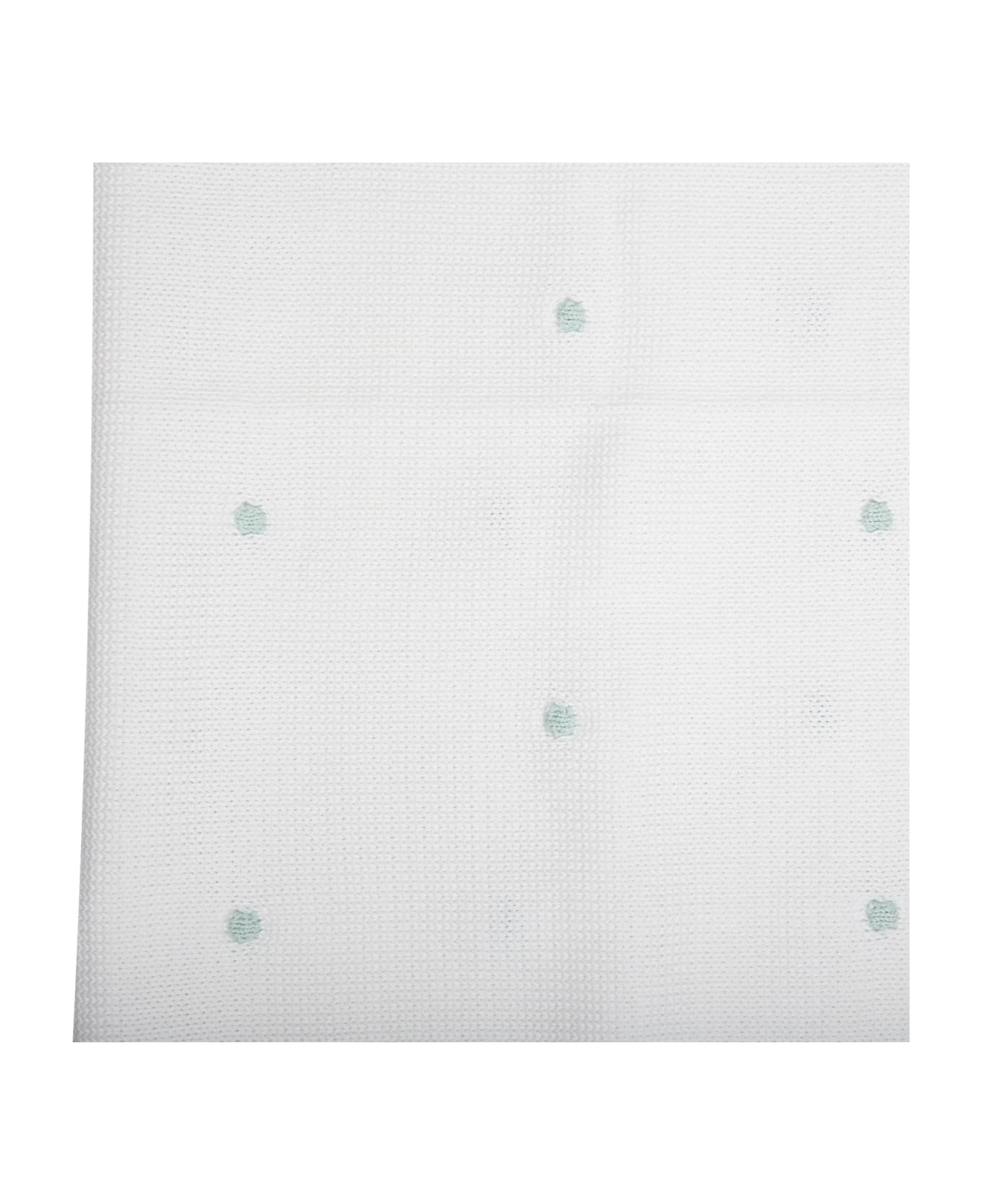 Little Bear White Baby Blanket For Baby Kids With Green Polka Dots - White