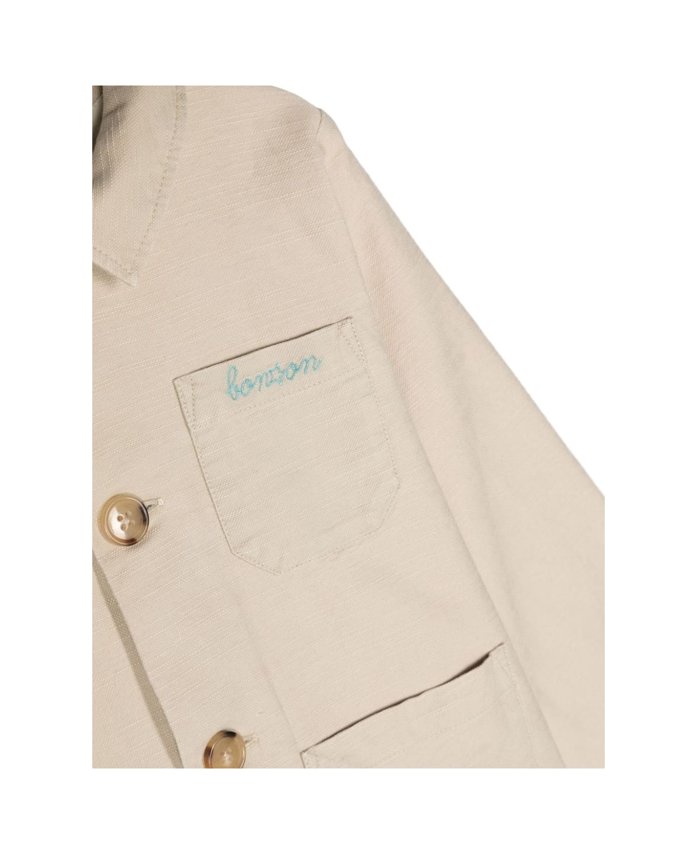 Bonton Cotton Jacket With Embroidered Logo - Beige