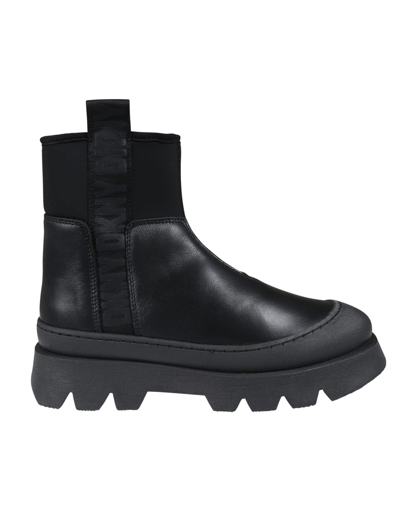 DKNY Black Ankle Boots For Girl With Logo - Black