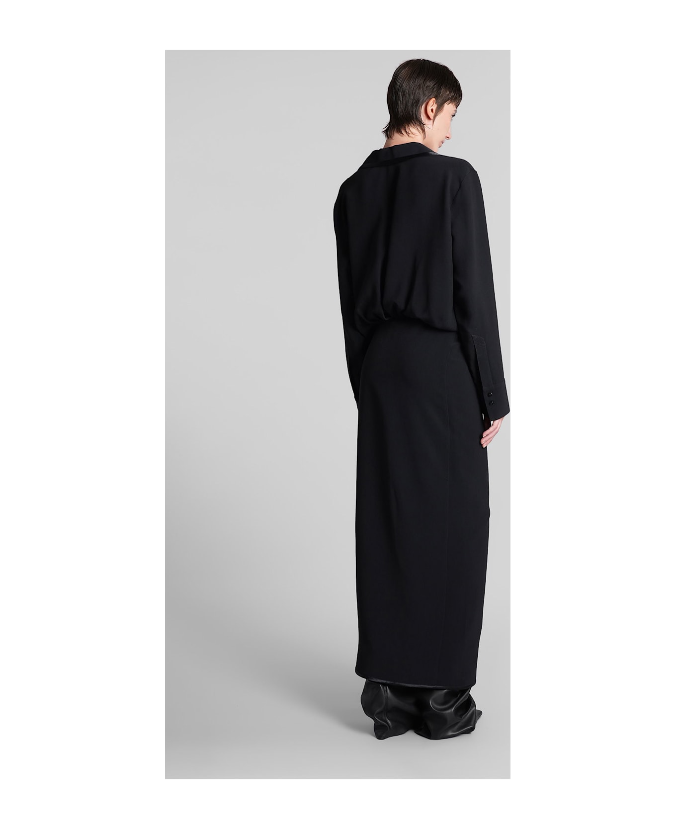 The Attico Long Dress In Black Acetate - black