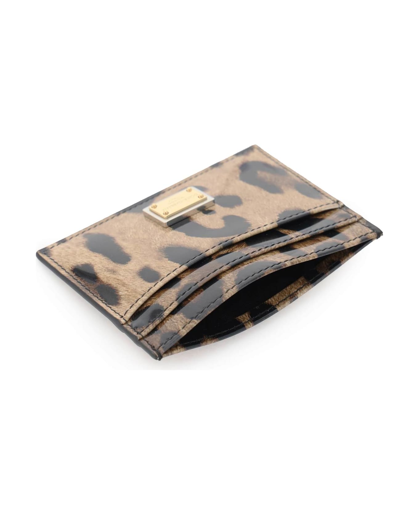 Dolce & Gabbana Two-color Shiny Leather Card Holder - Brown