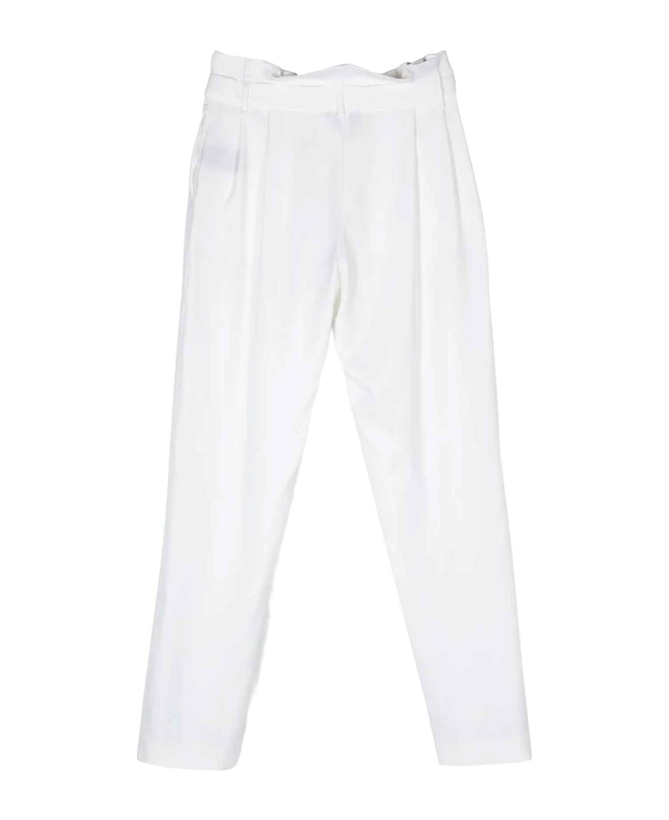 Balmain White Trousers waistband Girl - Bianco