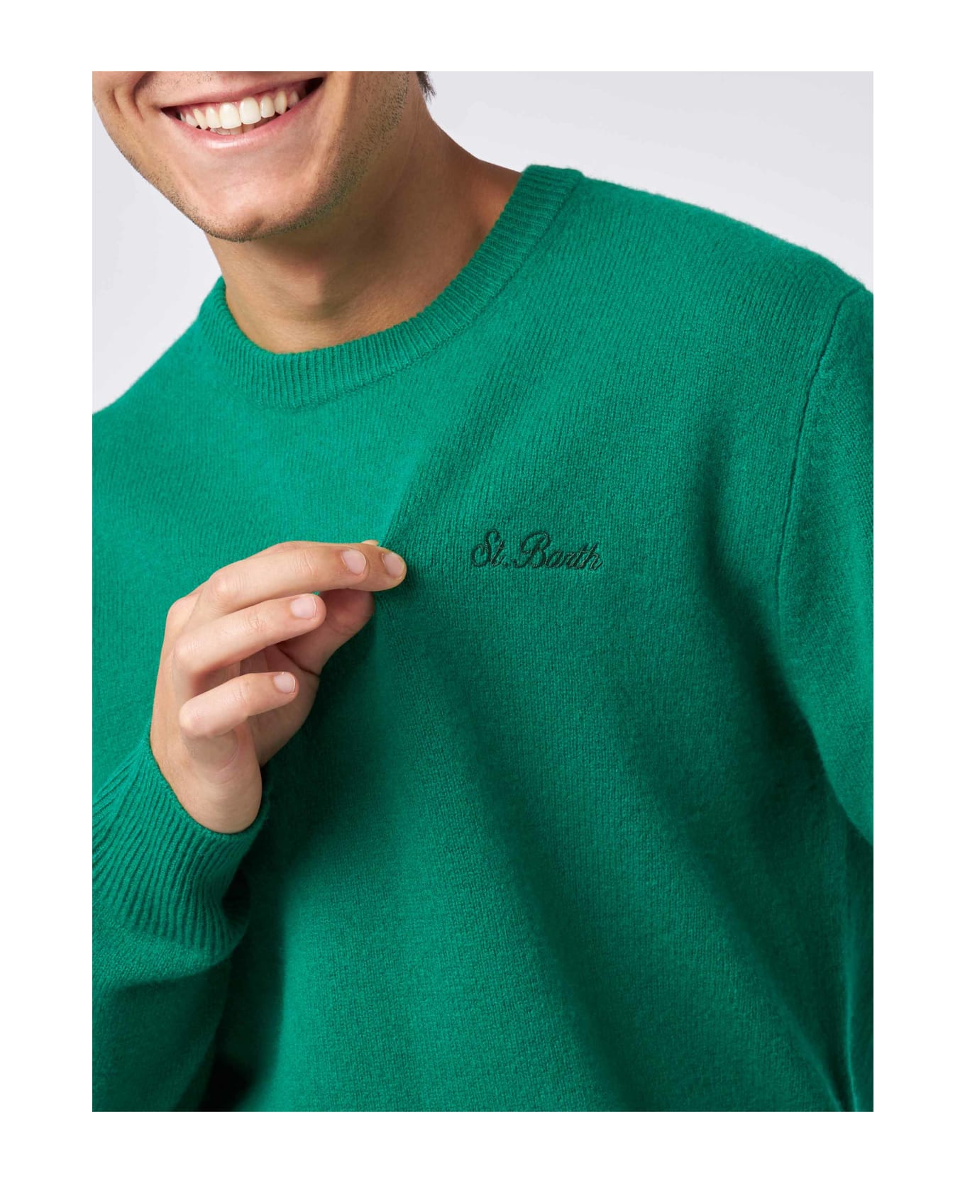 MC2 Saint Barth Green Sweater Regent In Lambswool - GREEN