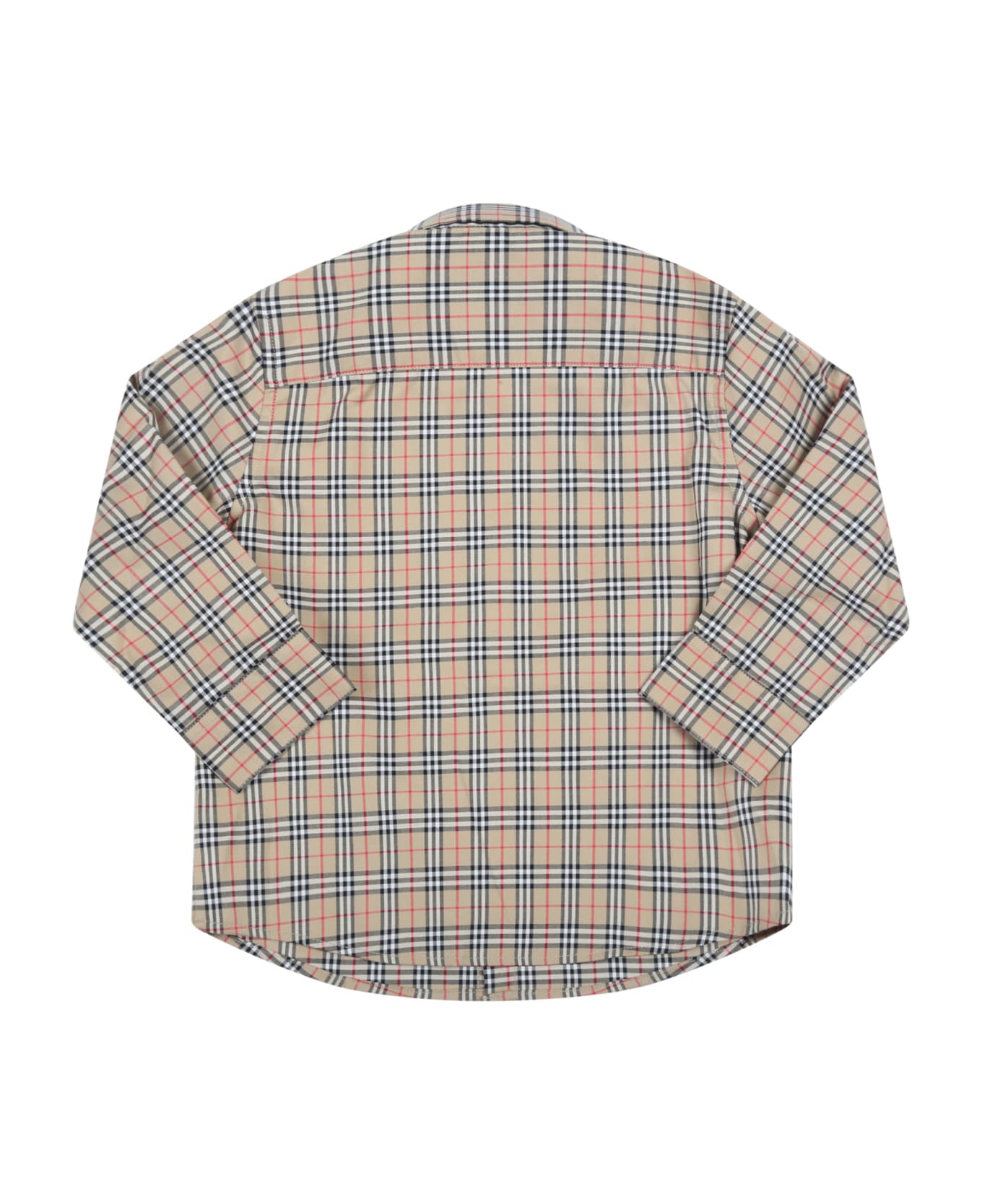 Burberry Beige Shirt For Baby Boy With Vintage Checks - Beige