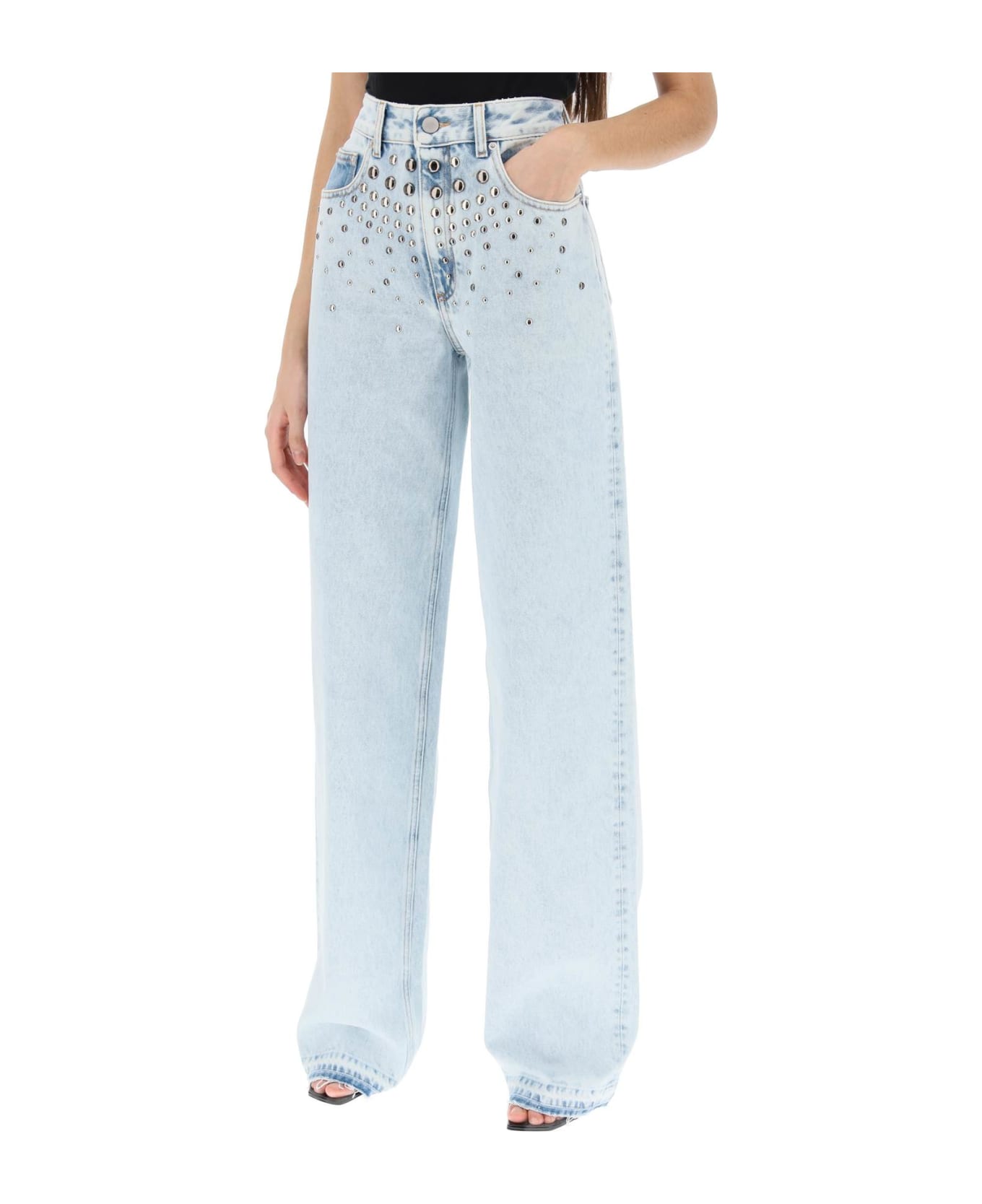 Alessandra Rich Jeans With Studs - Clear Blue