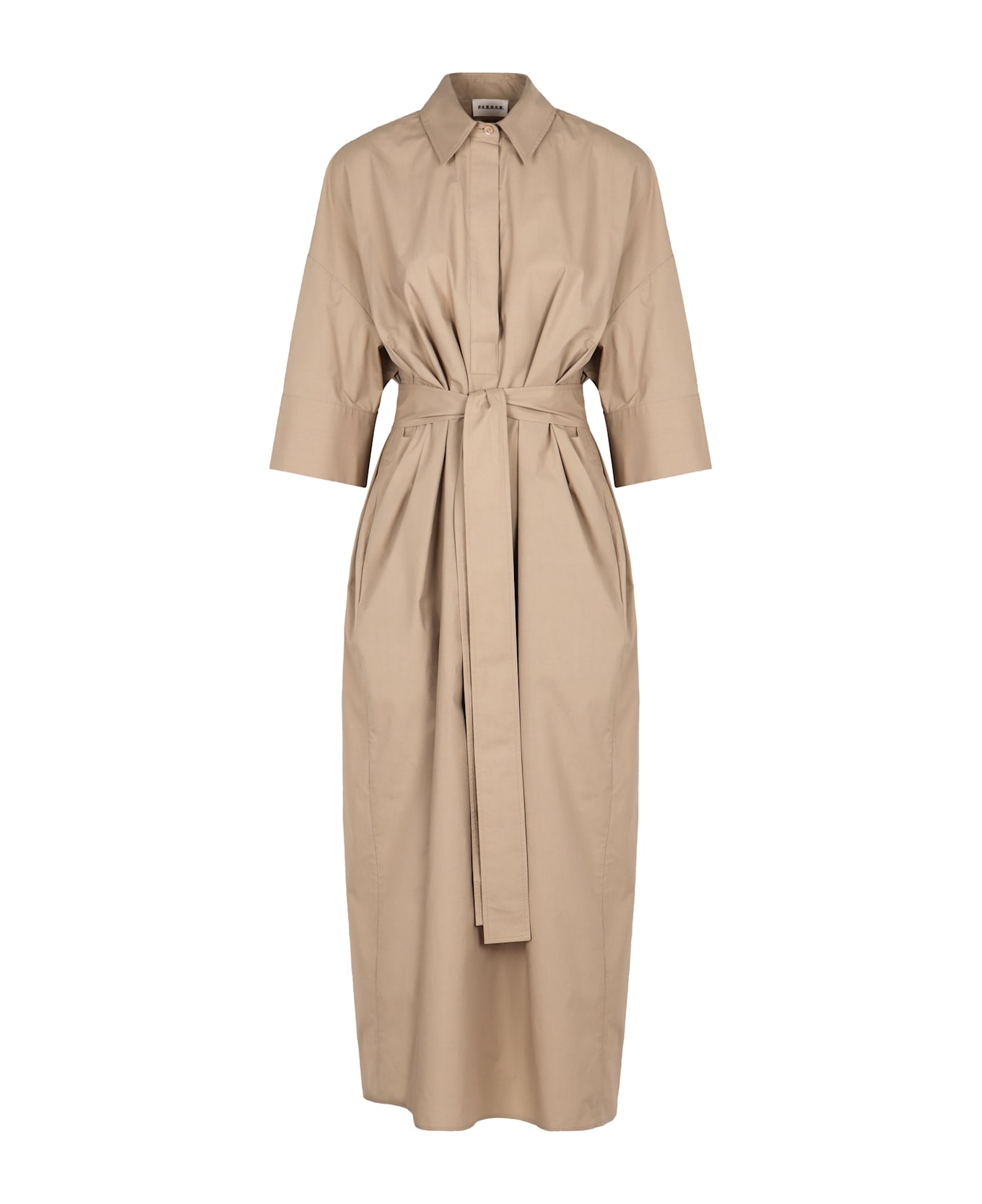 Parosh Belted Cotton Dress - Sand