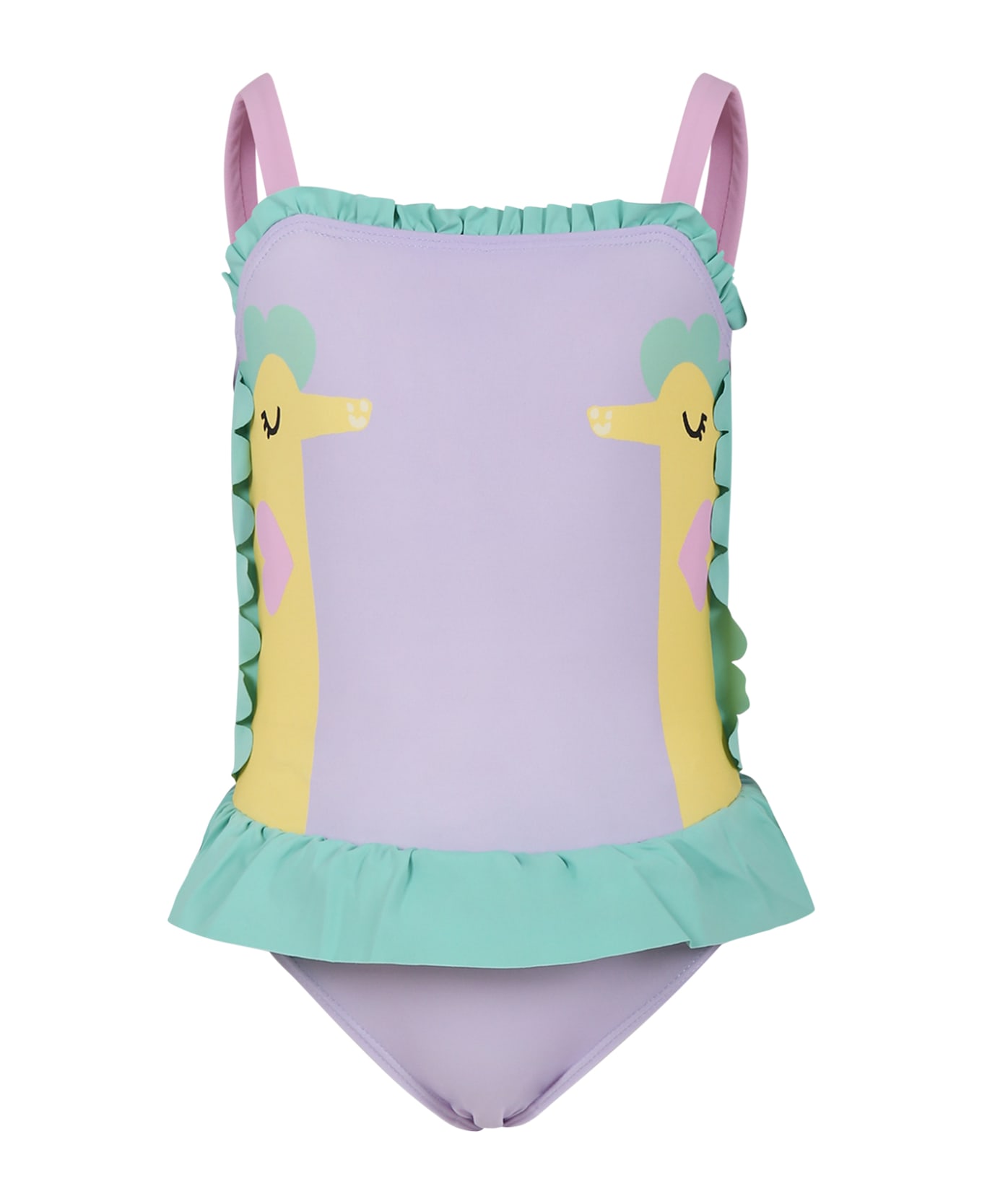Stella McCartney Kids Purple Swimsuit For Girl With Seahorse - Violet