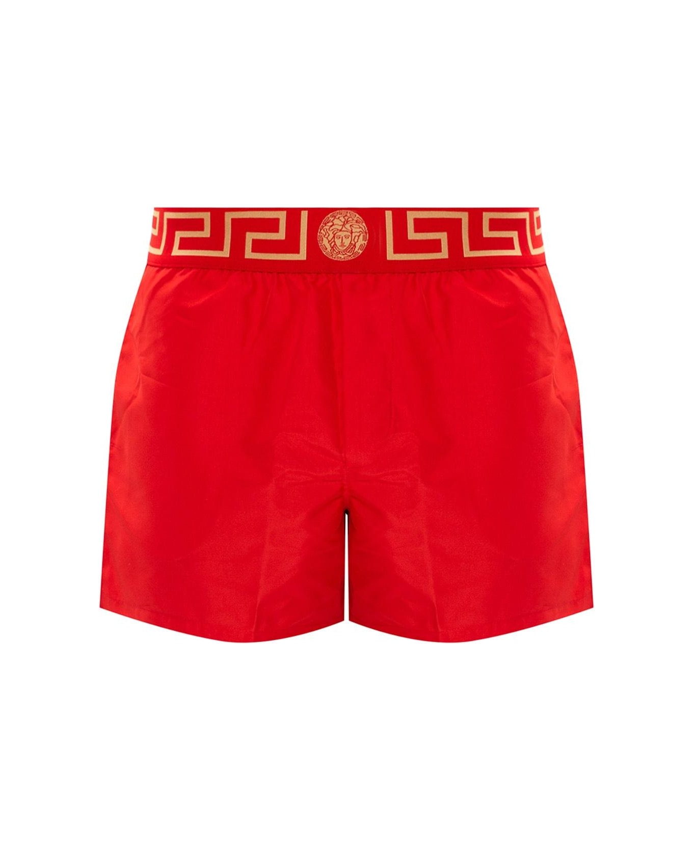 Versace Swim Shorts With Logo - Rosso