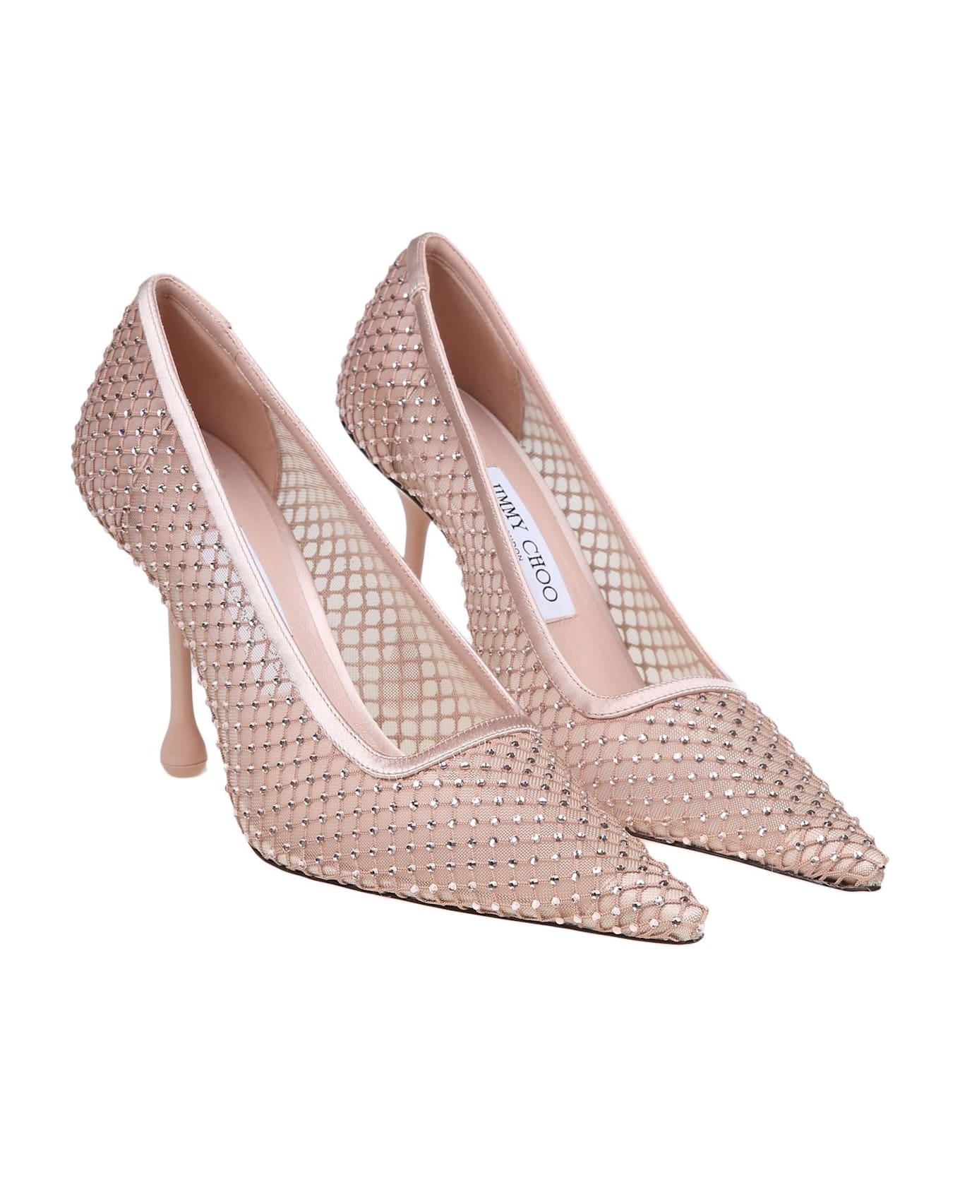 Jimmy Choo Ixia 95 Mesh Pumps With Crystals - MACARON