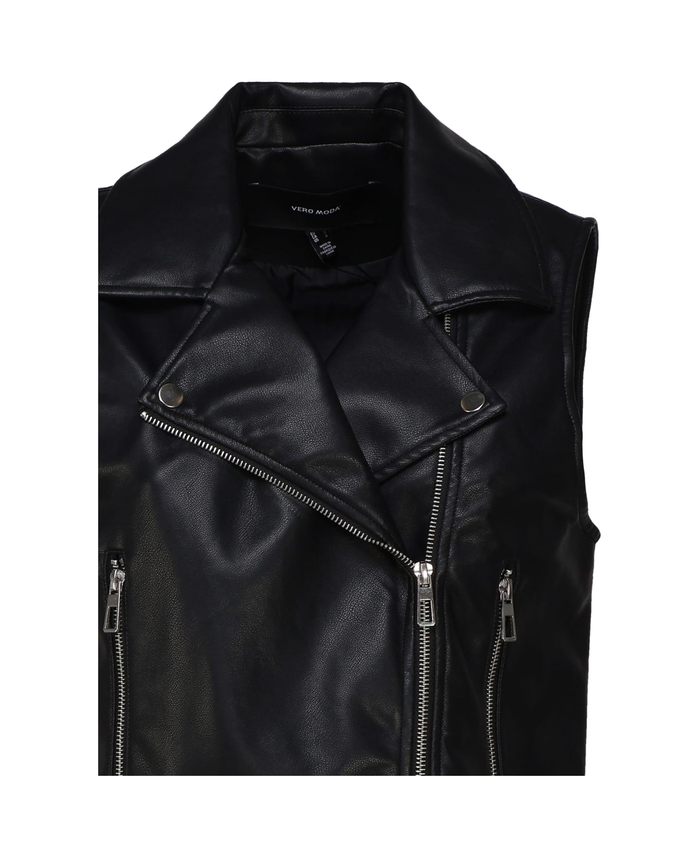 Vero Moda Biker Style Eco-leather Vest - Black
