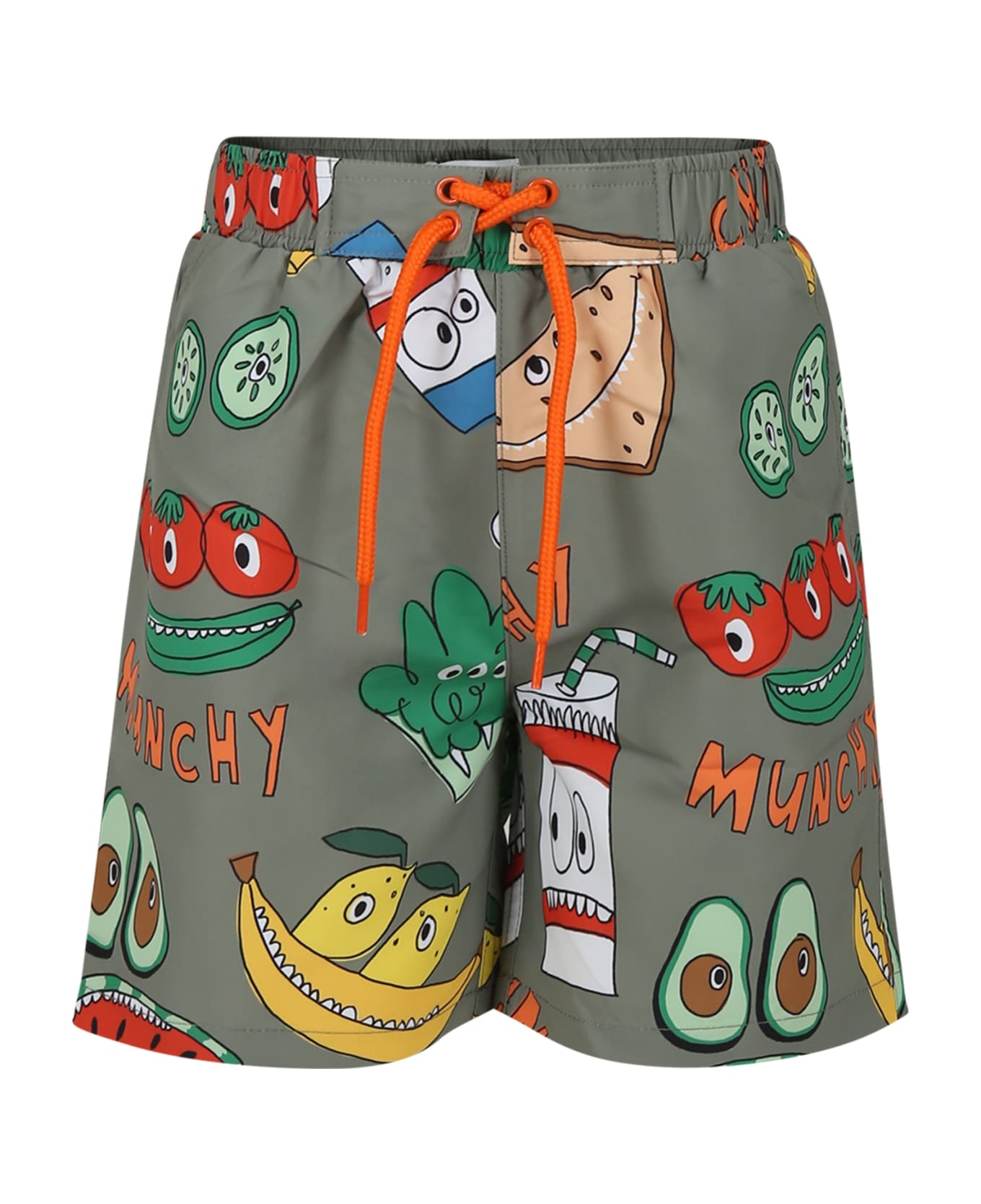 Stella McCartney Kids Green Swimsuit For Boy With Fruit And Vegetables Print - Green