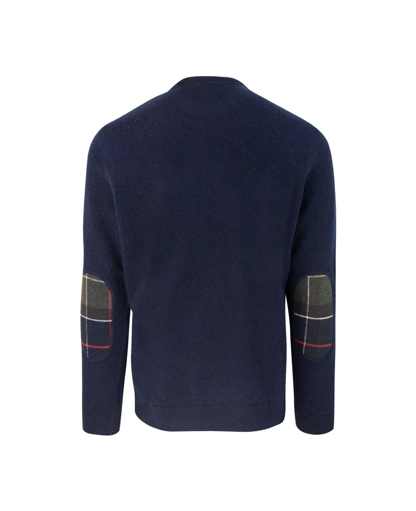 Barbour Checked-panel Crewneck Jumper - Blue
