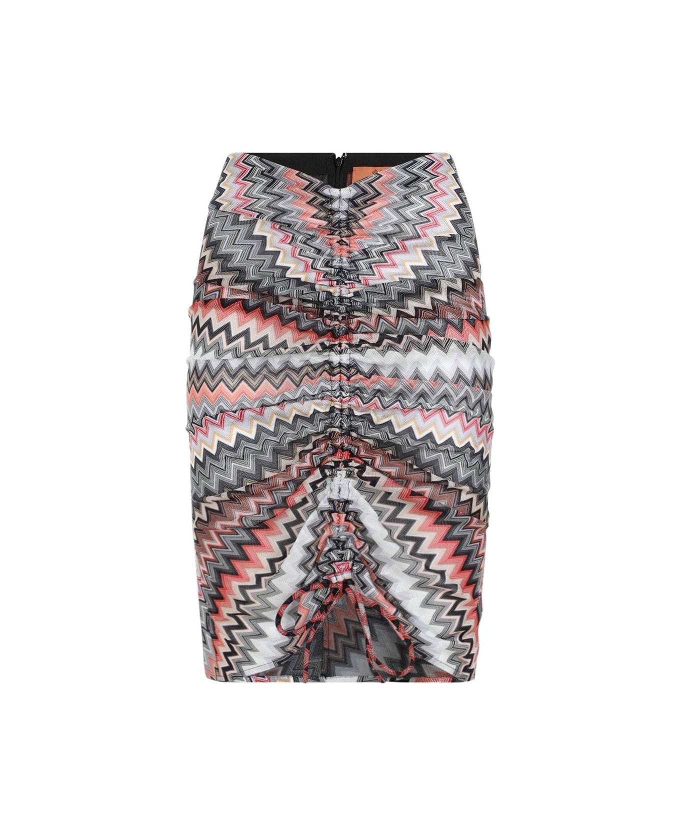 Missoni Zigzag Printed Ruched-detail Midi Skirt - MultiColour