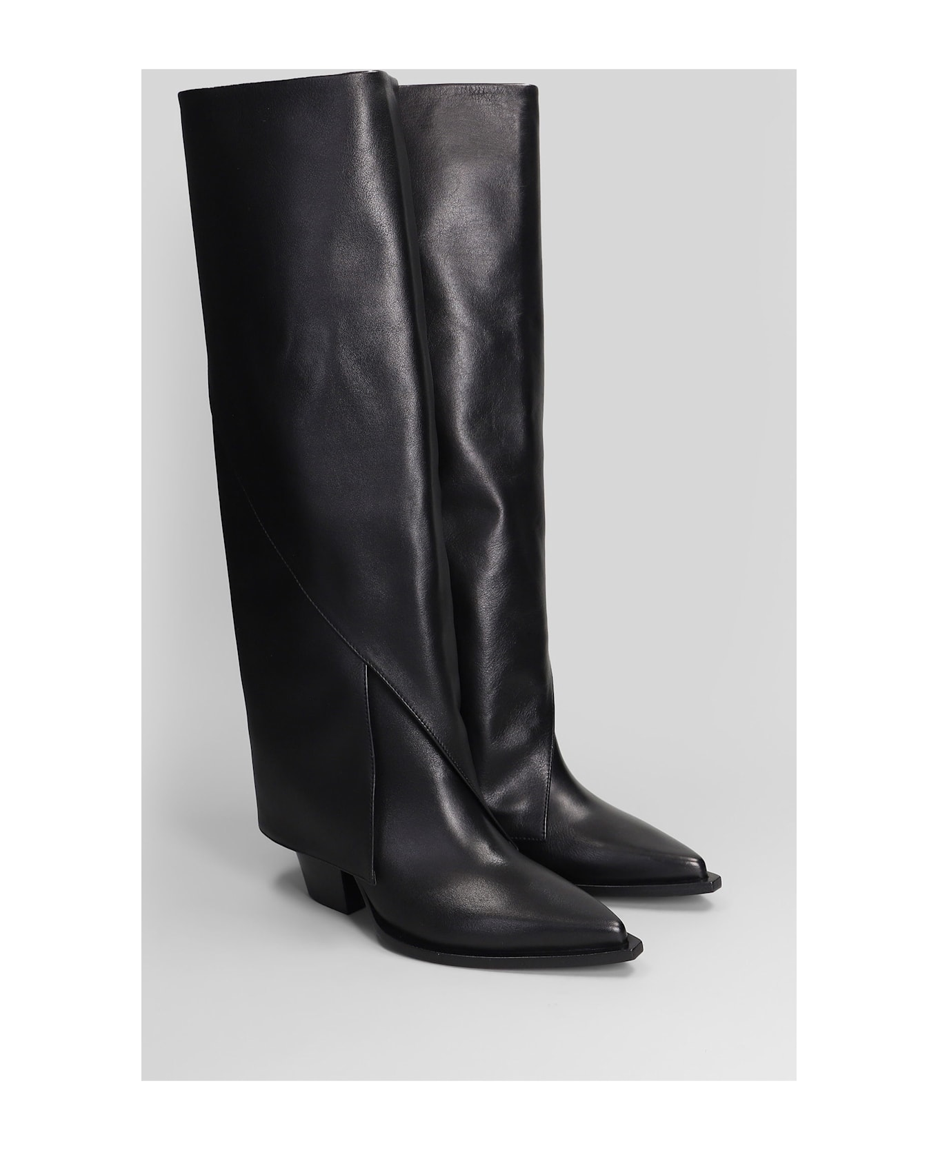 Elena Iachi Texan Boots In Black Leather - black