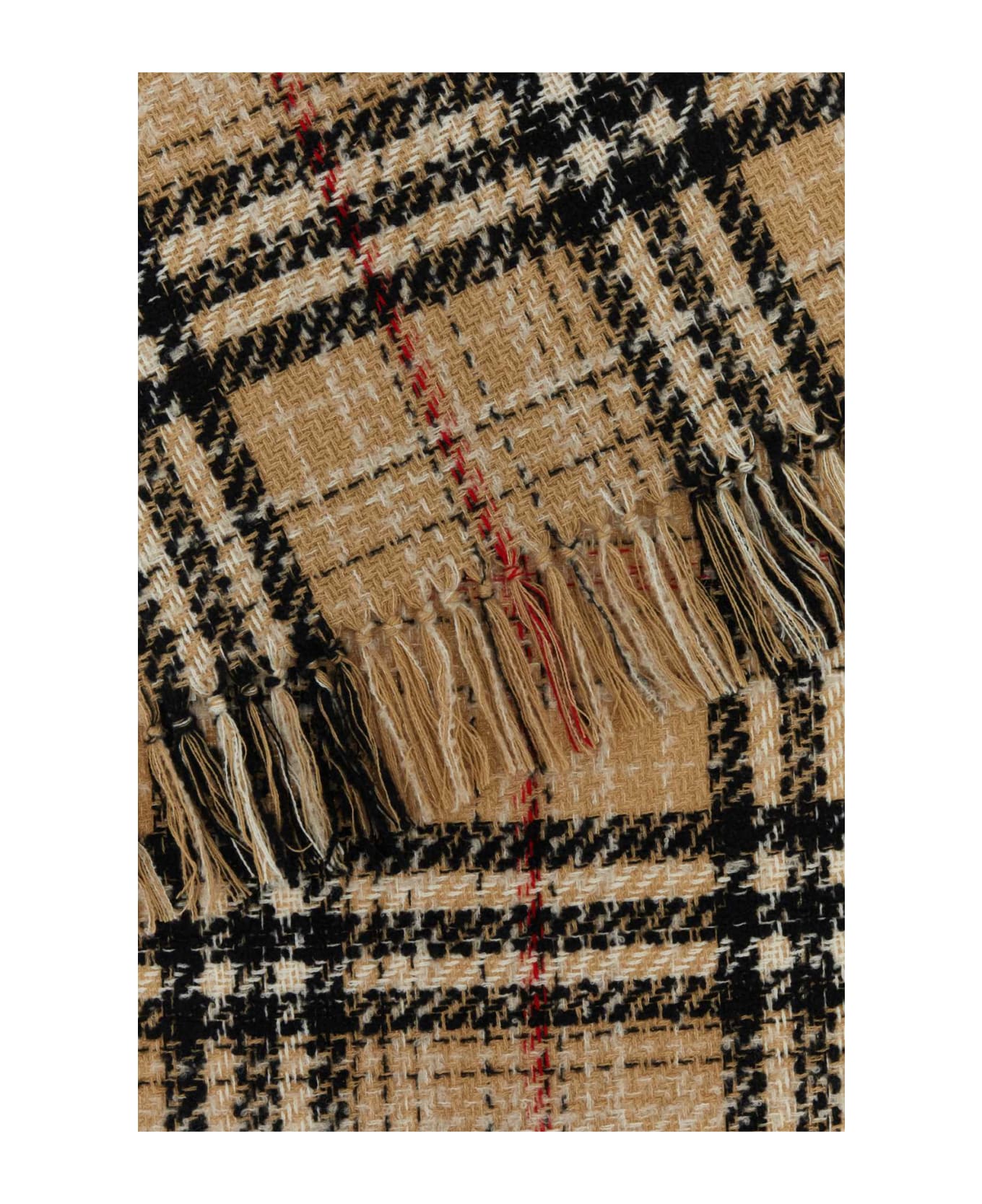 Burberry Embroidered Tweed Blend Scarf - ARCHIVEBEIGE
