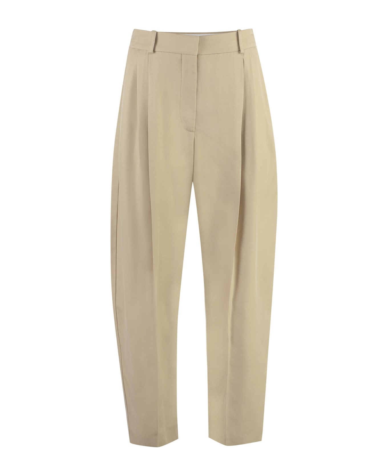 Stella McCartney Iconic Cropped Pleated Trousers - Beige