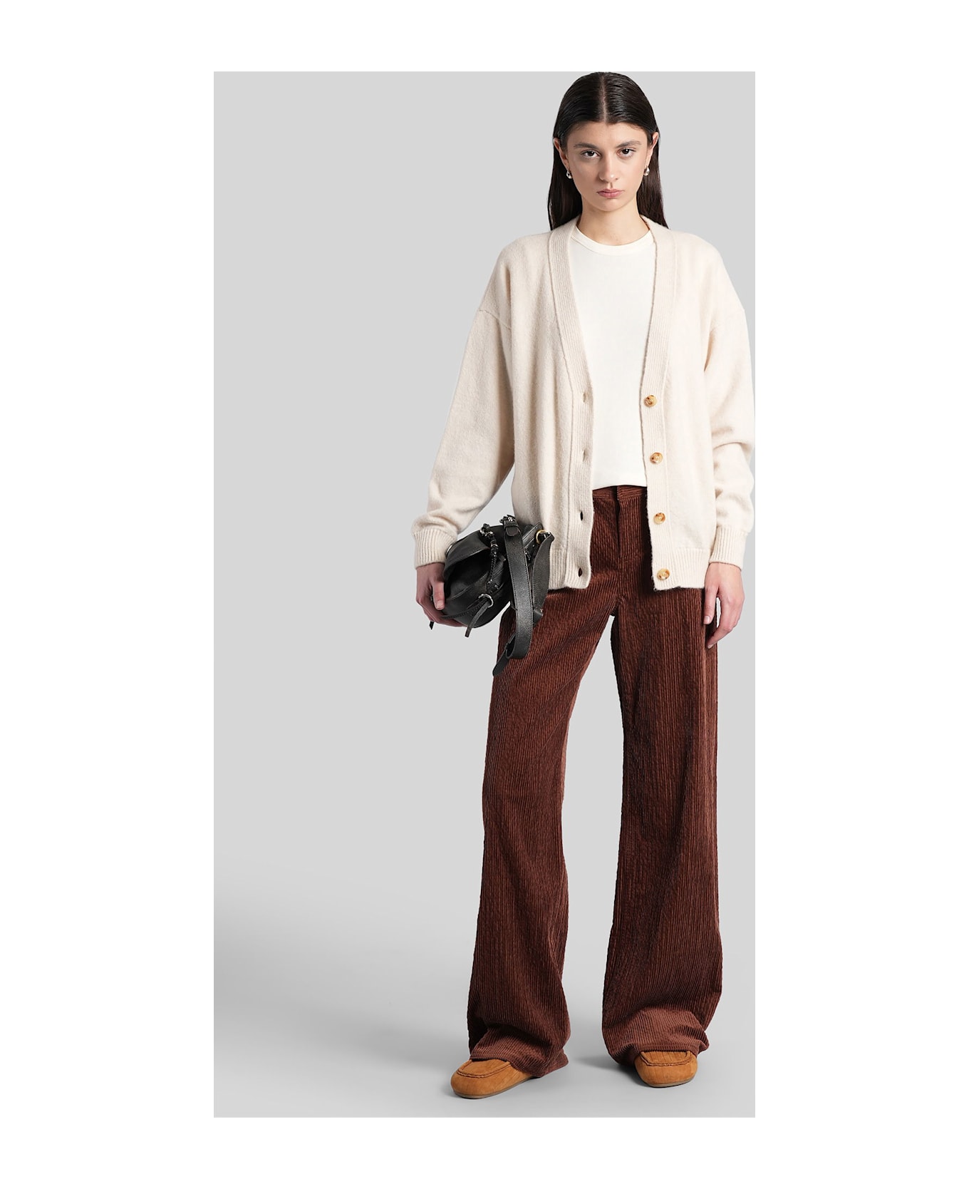 Laneus Cardigan In Beige Cashmere - beige